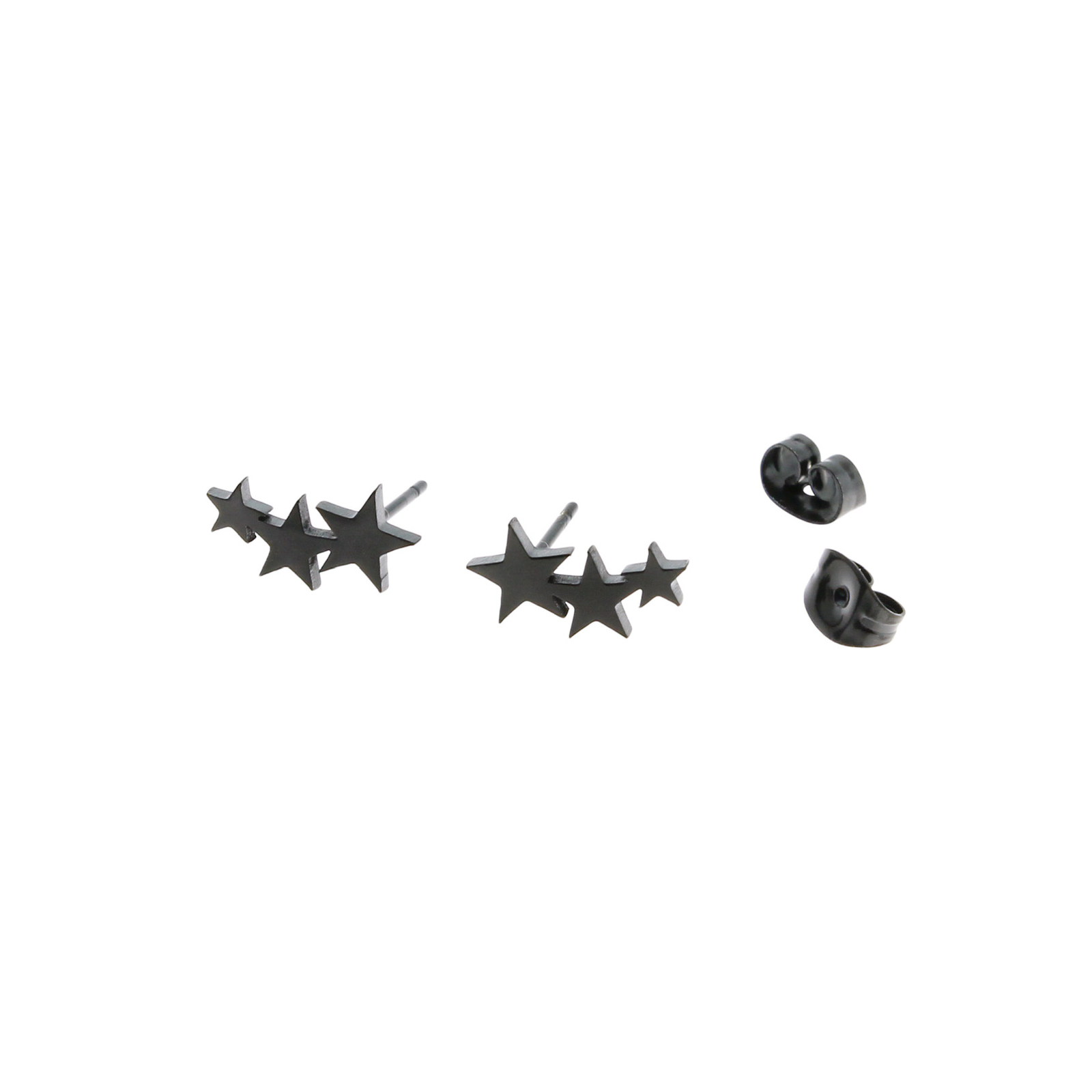 Gunmetal Stainless Steel Earrings - Star Studs - 12mm - 2 Pieces 1 Pair - ER071