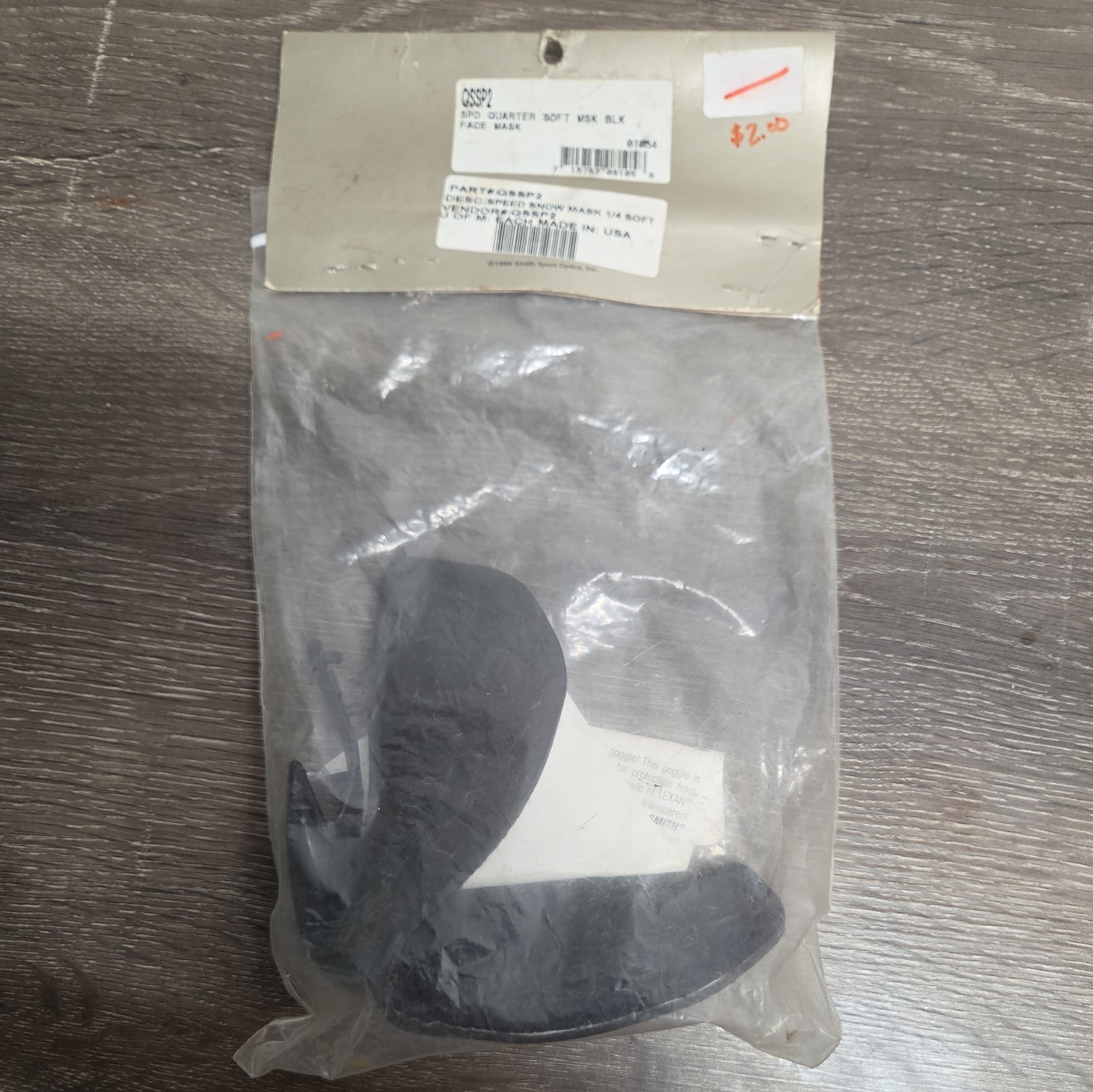 Smith - NOS Speed Quarter Soft Snow Mask 1/4+ Soft Blk Qty 1	- QSSP2