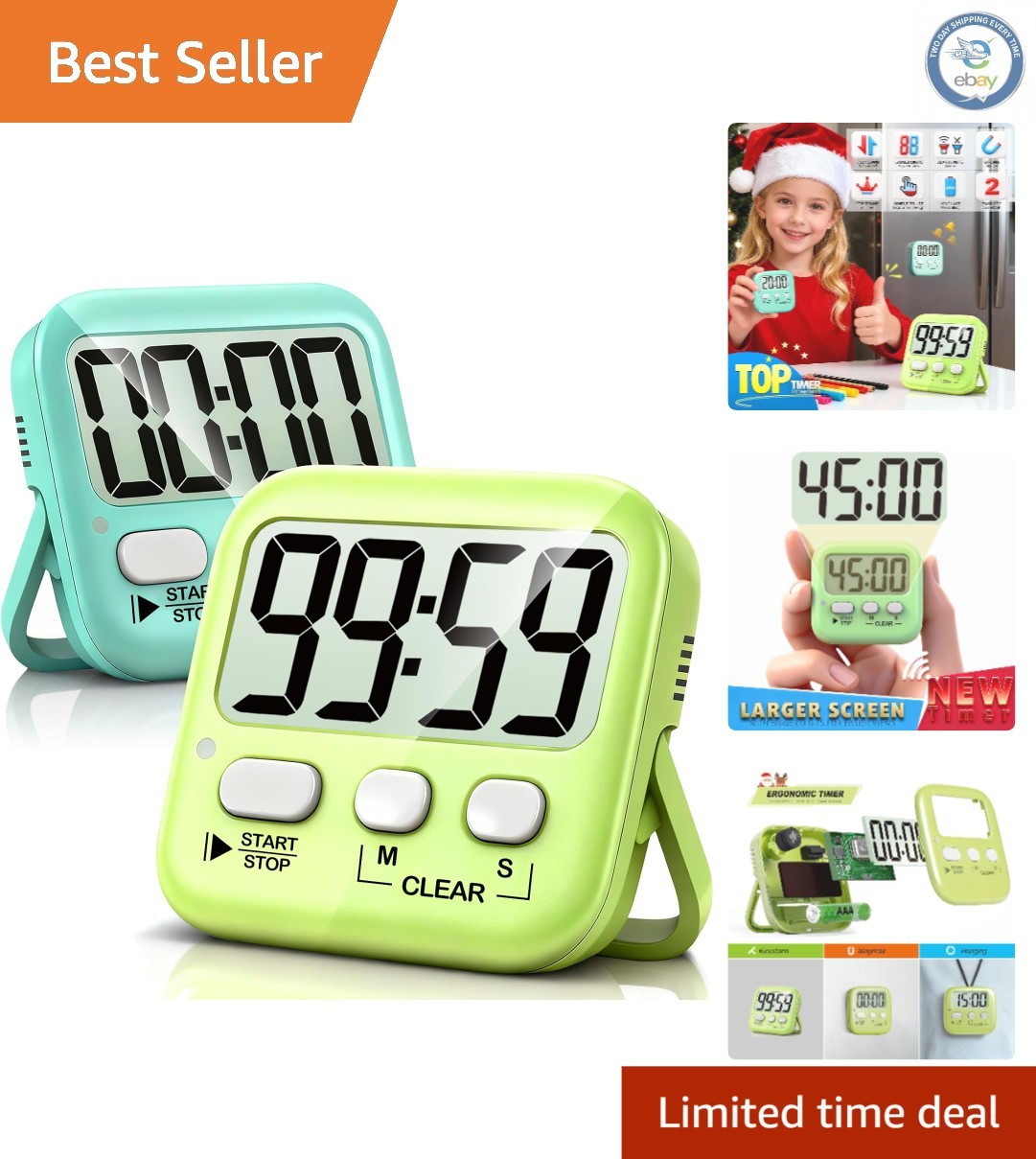 Versatile 2 Pack Magnetic Digital Timers – Perfect for Kitchen, Classroom & Kids