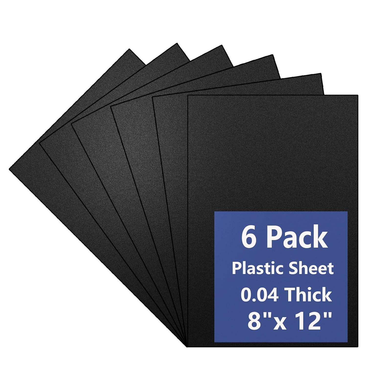 6 Pack Black Plastic Sheets 8x12 Inch 0.04in Flexible DIY Craft Panels