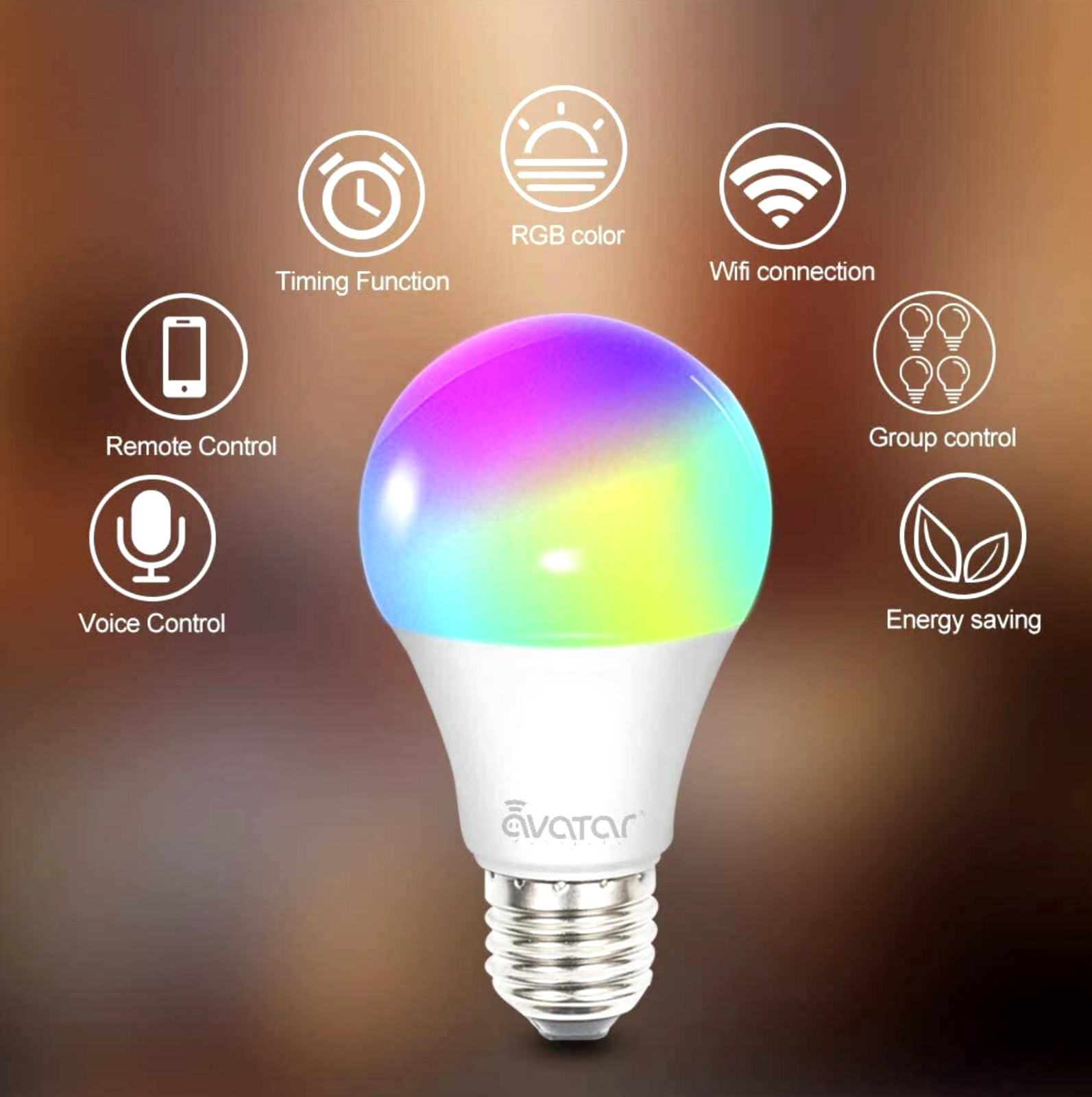 4 Pack Smart Light Bulb APP WiFi LED Lighting Work Alexa&Google Assistant 9W E26