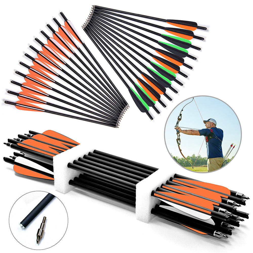 12Pcs 20" Archery Hunting Carbon Crossbow Bolts Arrows Carbon Crossbow Arrows