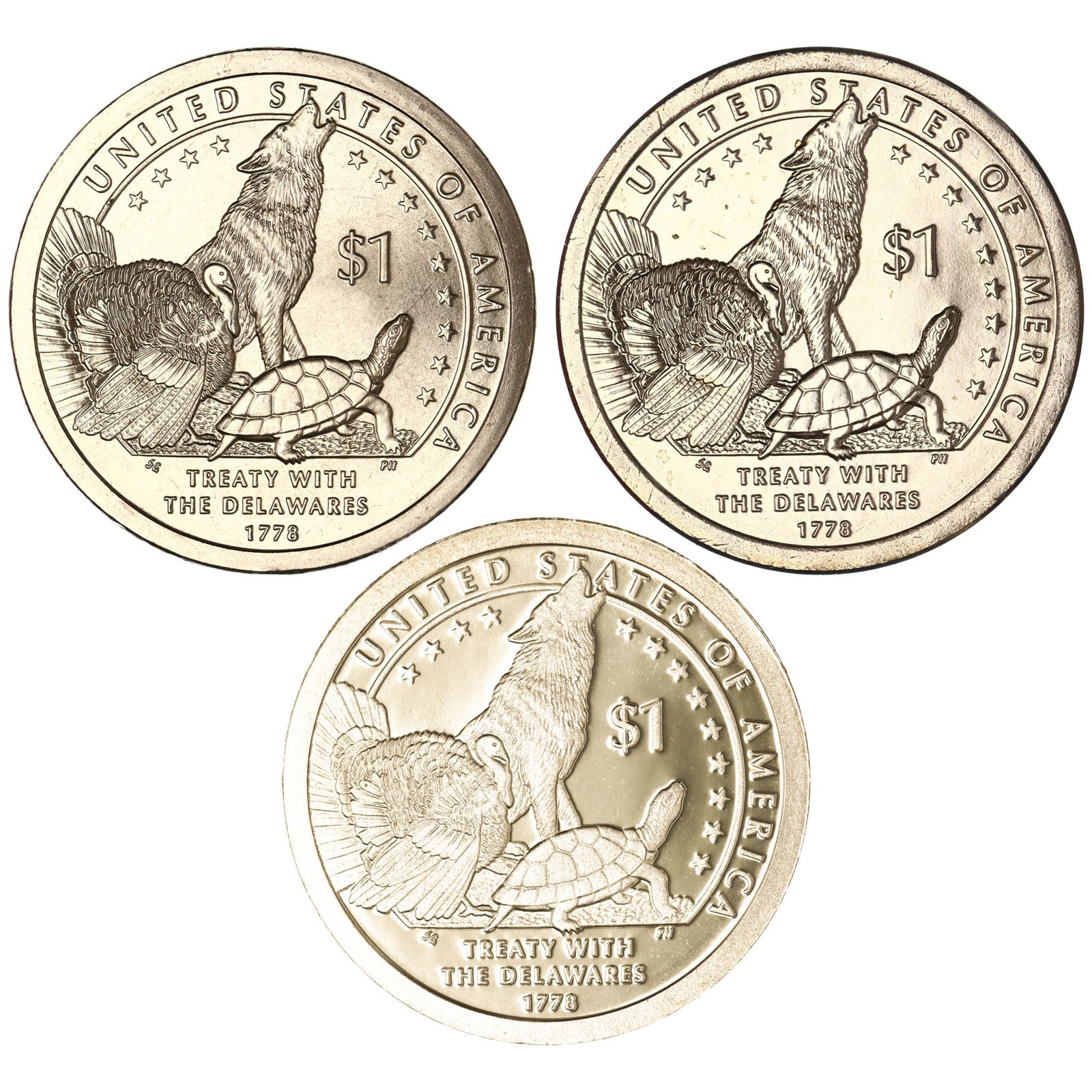 2013 P D S Native American Sacagawea Dollars BU & Gem Proof 3 Coin Set