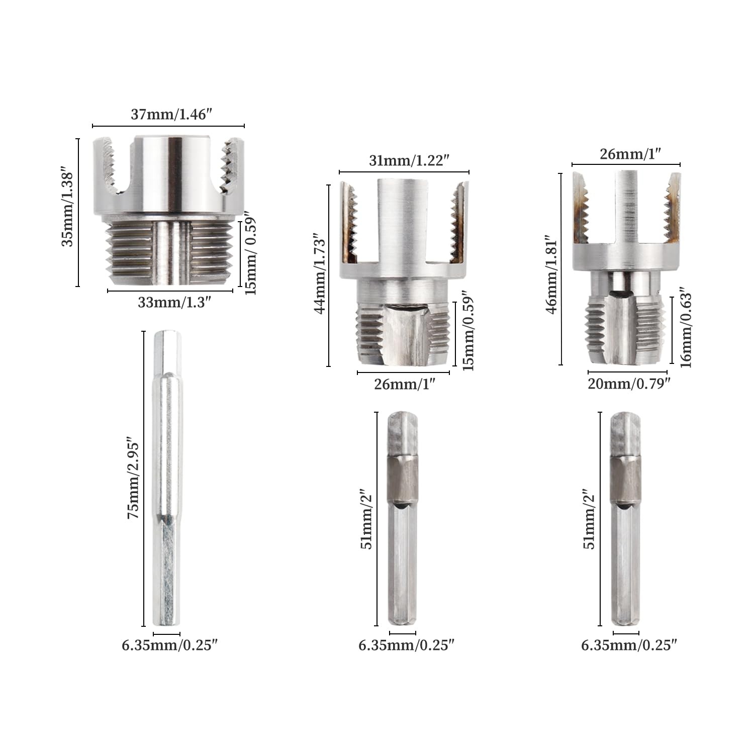 3Pcs Integrated Internal & External Pipe Threading Tool, Dual-Function Pipe