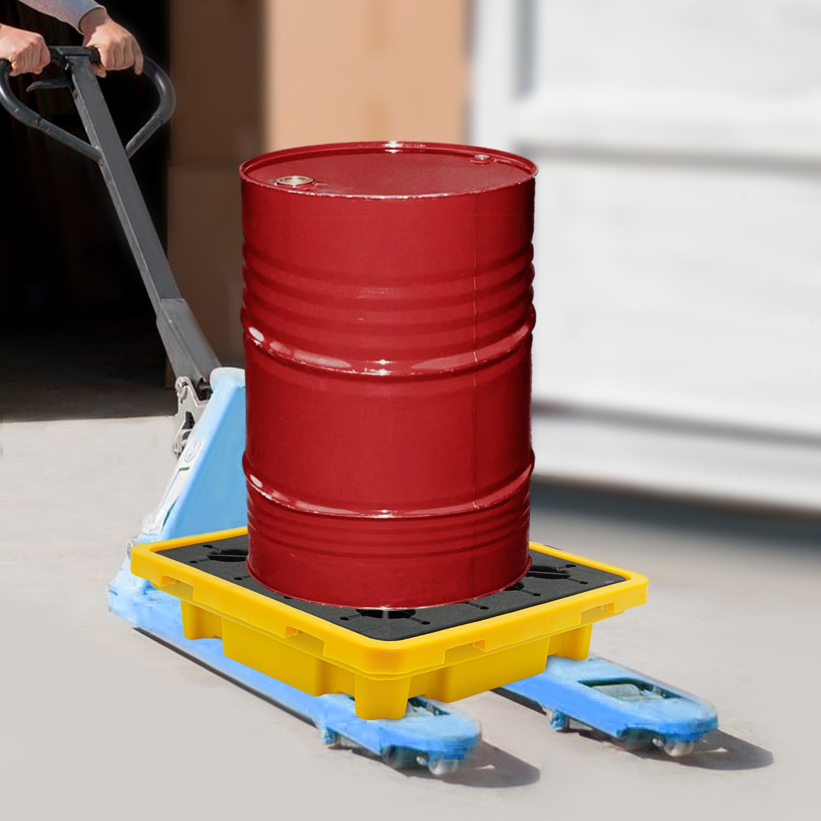 Leak Containment Platform, Overflow Containment Tray, Yellow and Black -