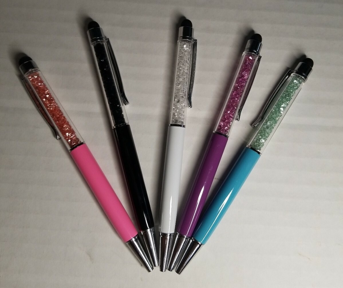5 Pack 2 In 1 Stylus Bling Bling Crystal Pens