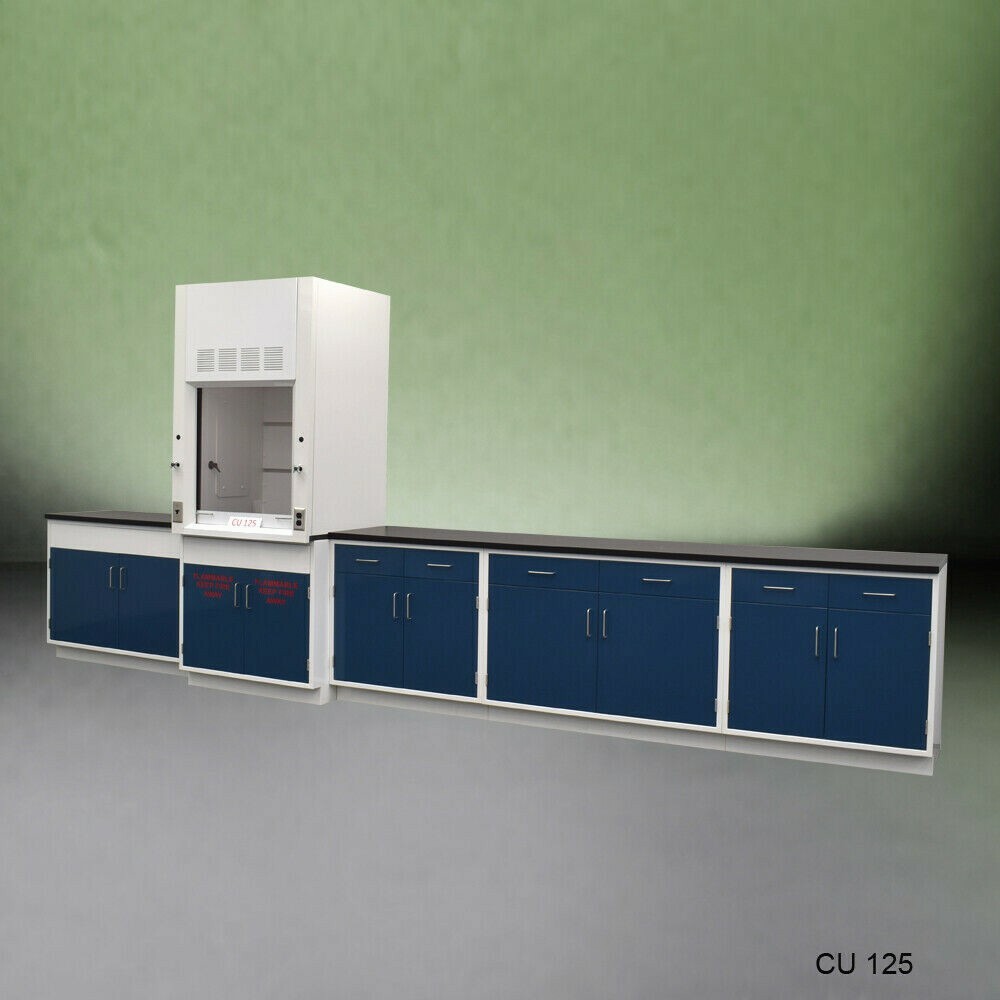 Fisher American 3'  Fume Hood /Flammable Storage &14' Laboratory Cabinets E1-599