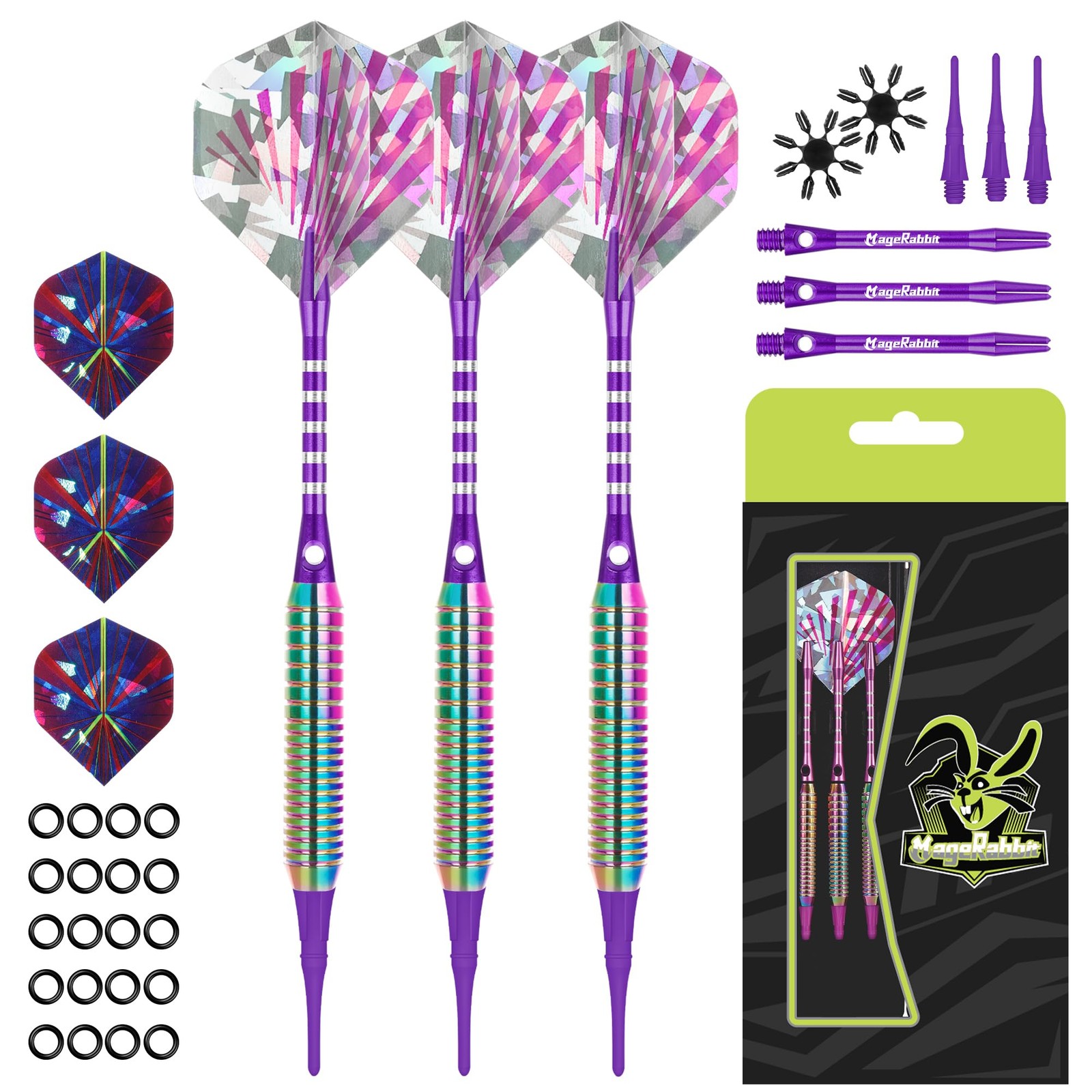 Darts Plastic Tip 3pcs with Extra Accessories, Professional Soft Tip Dart for El