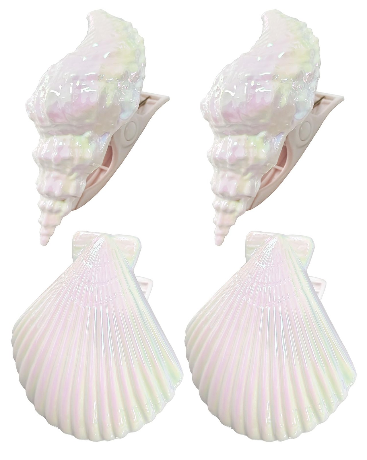 4 PCS Seashell Beach Towel Clips For Pool Chairs Cruise Vacation Essentials