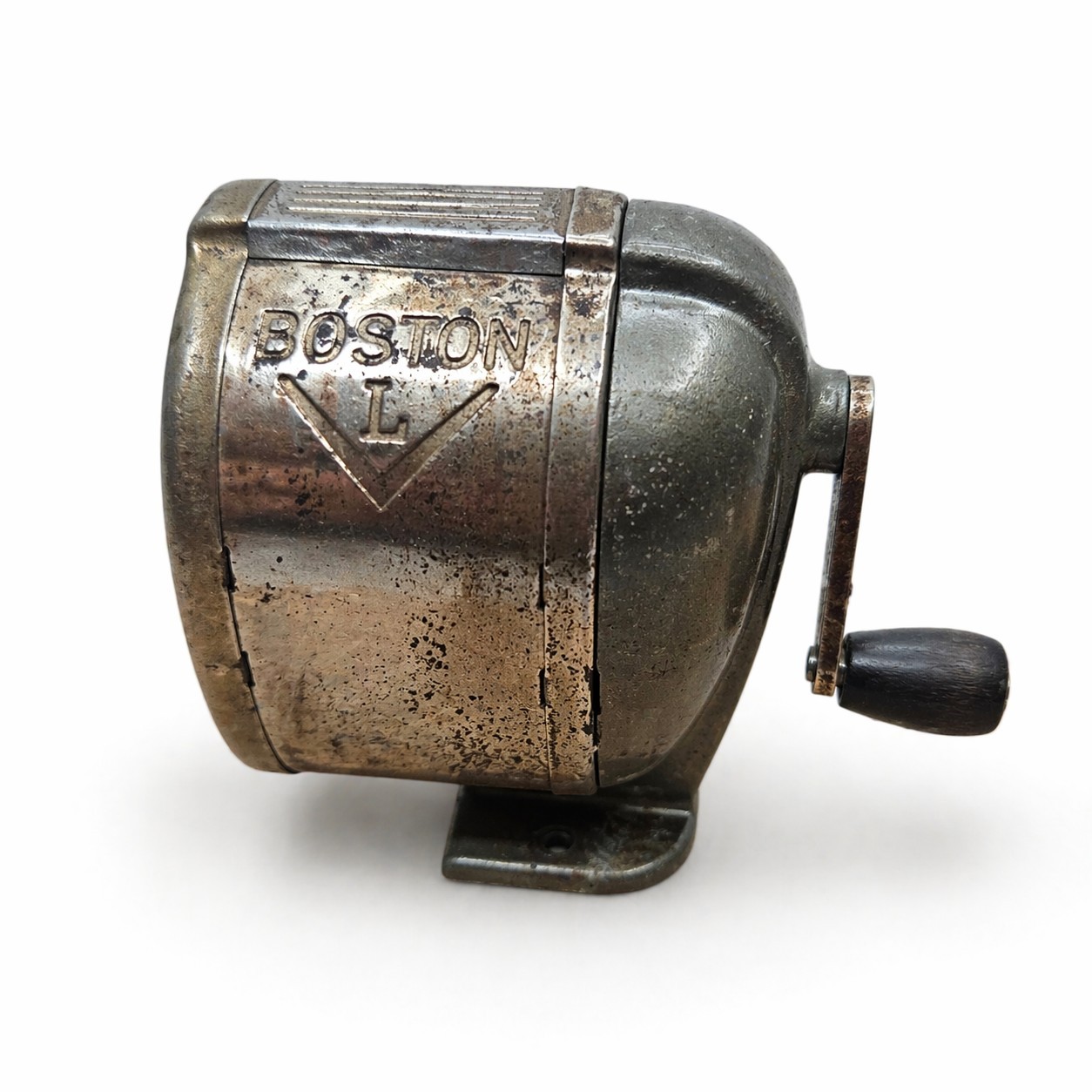 Boston Model L Vintage Desktop Pencil Sharpener Hand Crank Metal USA Office Deco