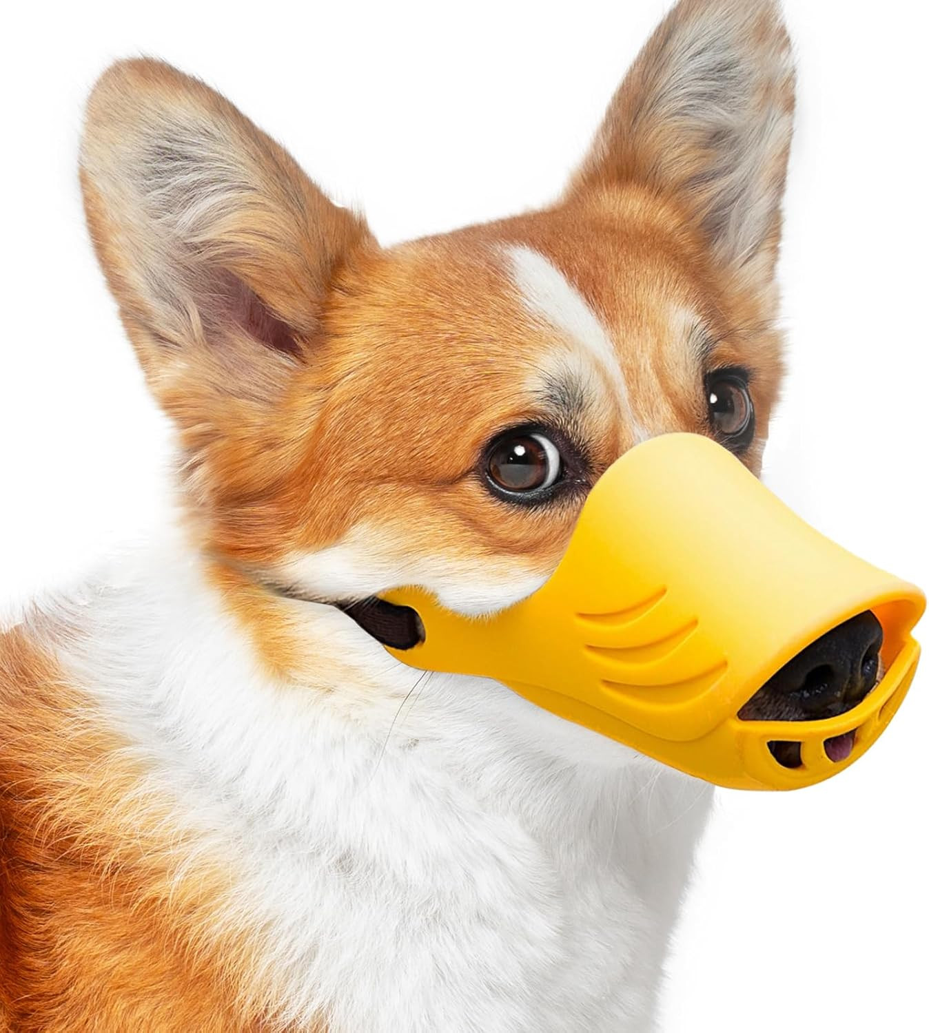Bozal Perro Silicona Suave Pato con Correa Ajustable Evita Ladrar Morder