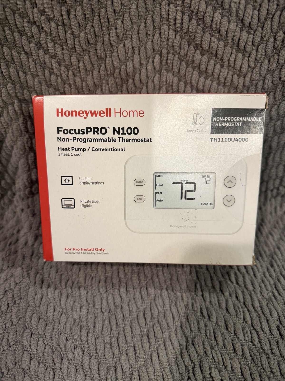 Honeywell TH1110U4000/U FocusPRO N100 Non-Programmable Thermostat, 1 Heat/1 Cool