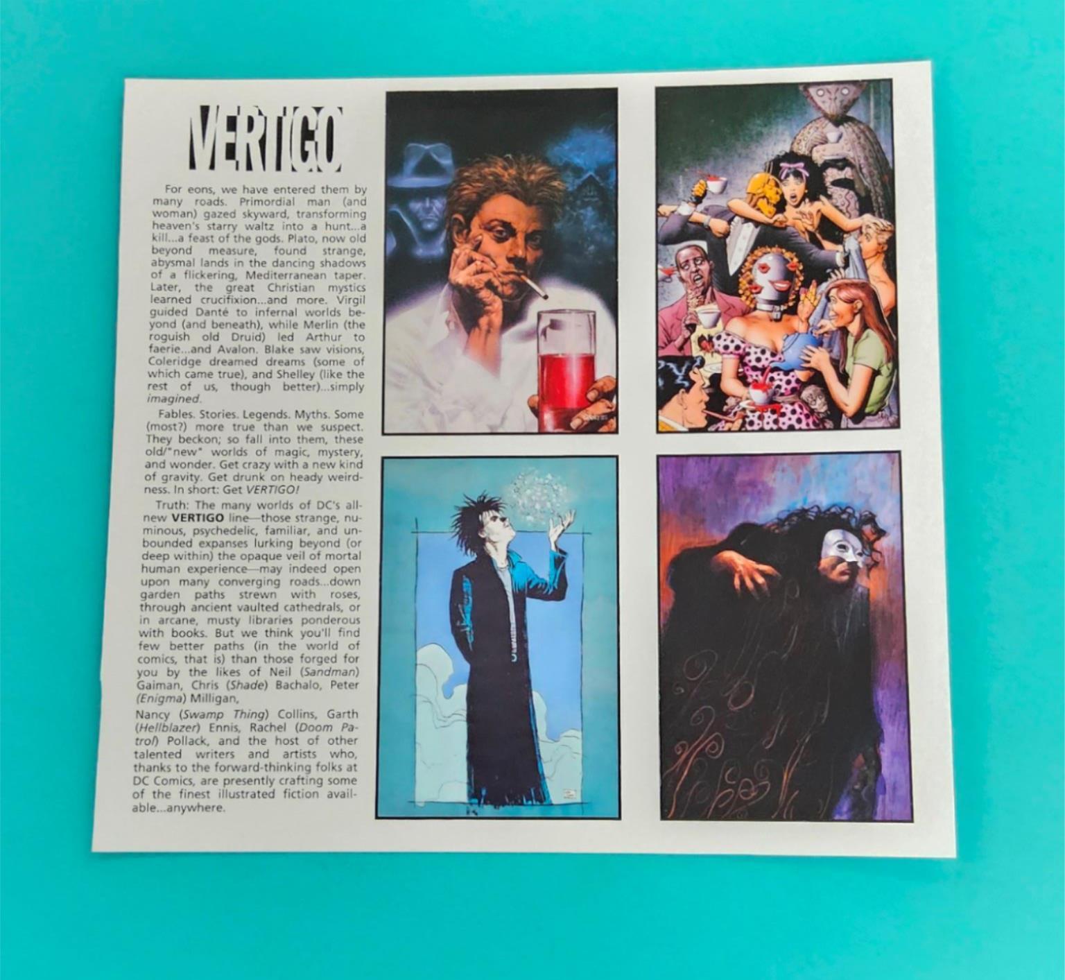 1992 Neil Gaiman VERTIGO Comics PROMO Card HellBlazer SANDMAN Grant Morrison