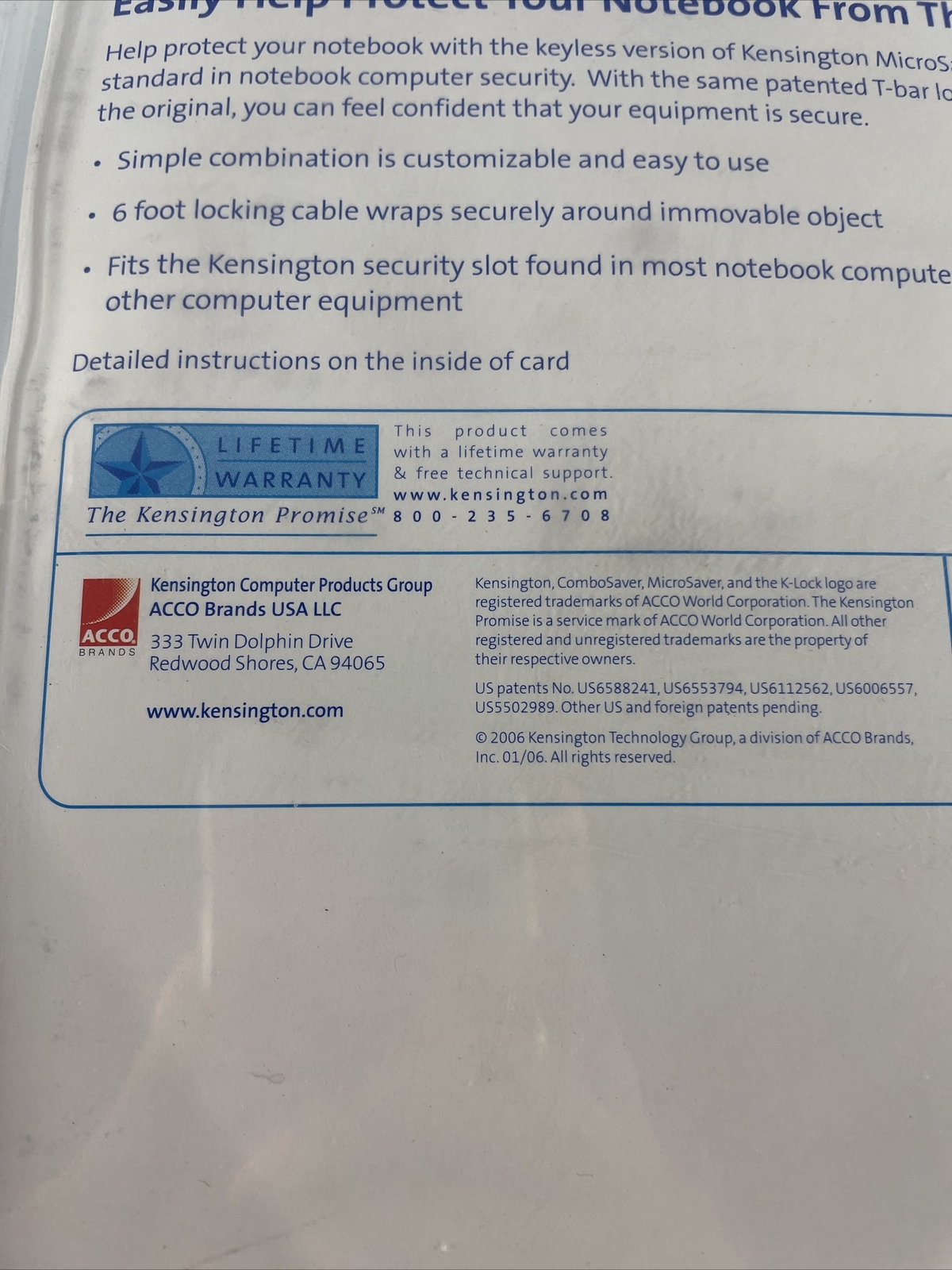 Kensington ComboSaver Security Laptop Lock