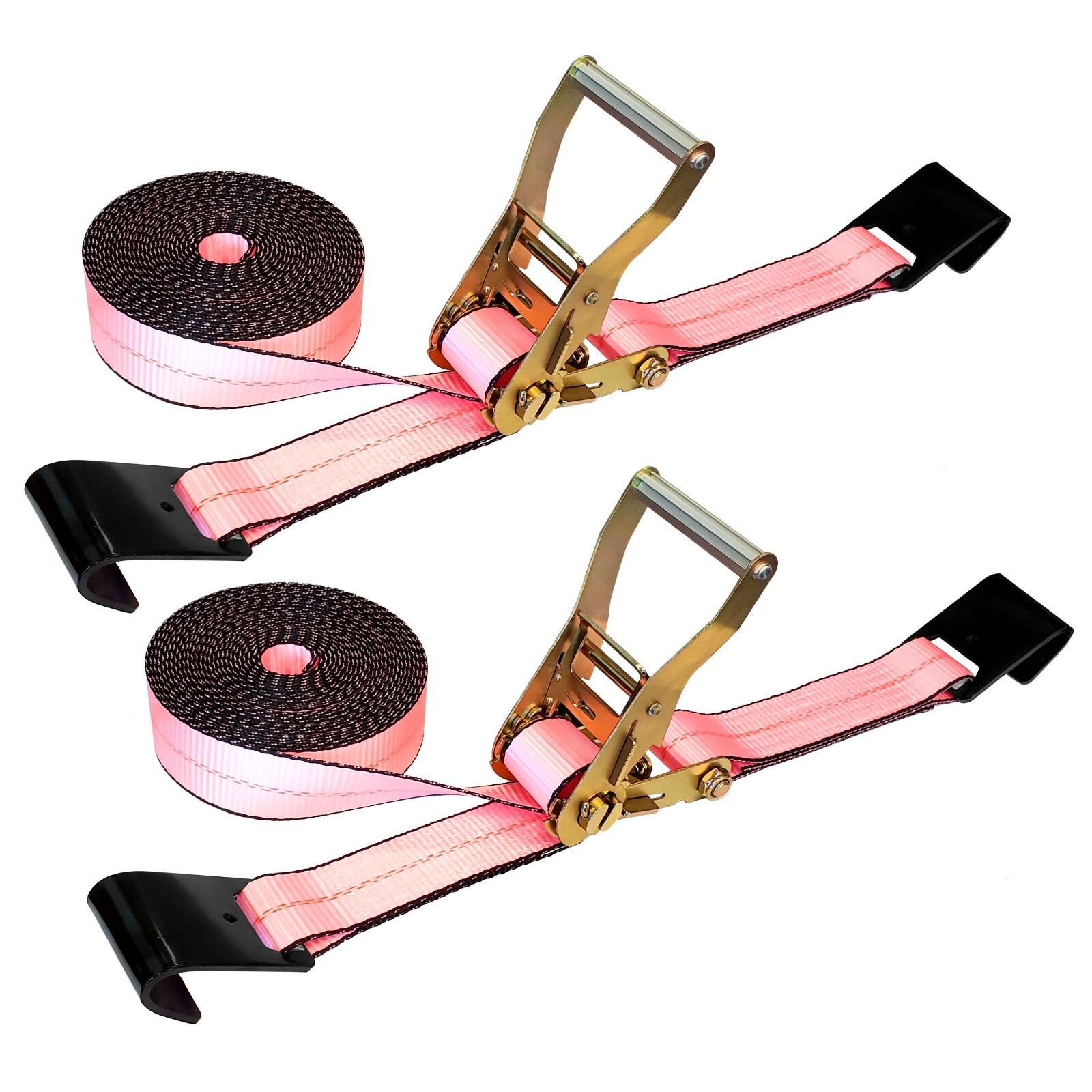 USA 2 Pack Heavy Duty 2" x 30' Ratchet Tie Down Strap w/Flat Hook WLL 3333 LBS