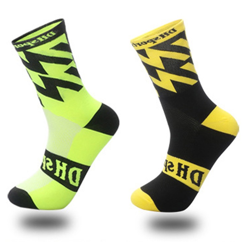 2 Pairs Cycling Socks Pro Road Bicycle Riding Bike Sport Ankle Socks Green Black