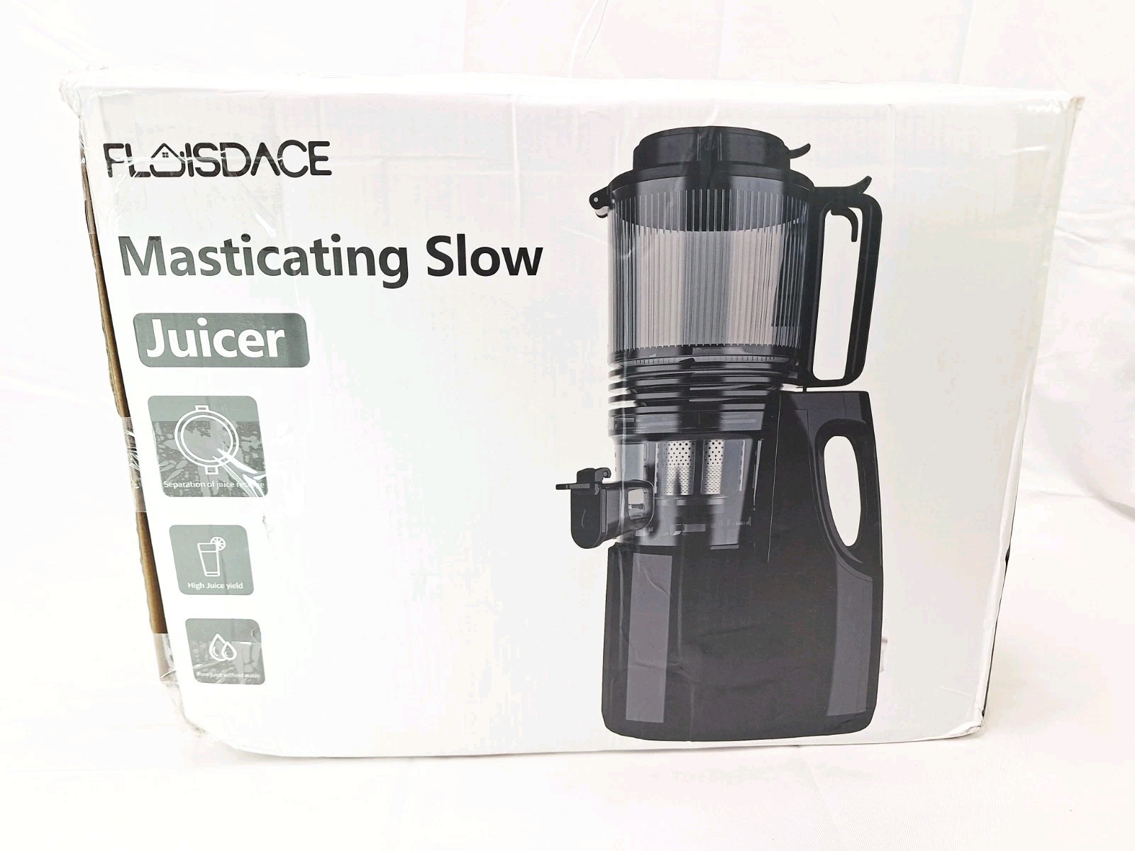 Floisdace Masticating Slow Juicer, Black, High Juice Yield 350W - New Open Box
