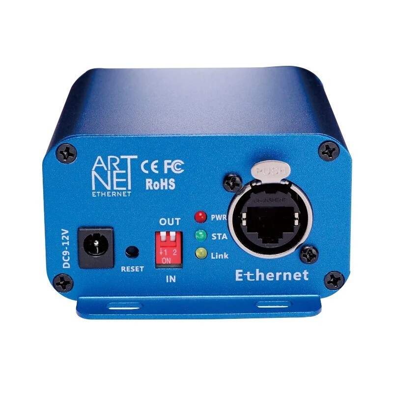 Blue Artnet to DMX Controller DMX Ethernet Lighting Controller 3 Pin Output