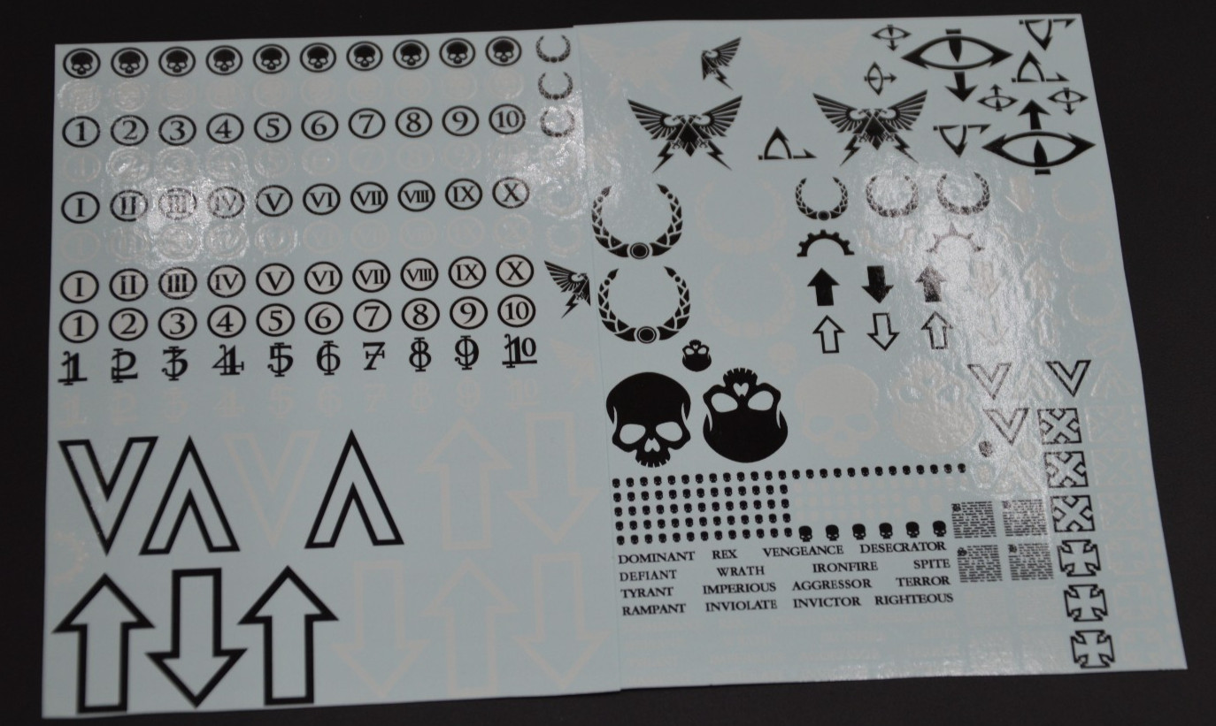 Warhammer 40k/30k/HH Space Marines Vehicle & Dreadnought Transfer sheet L1-2