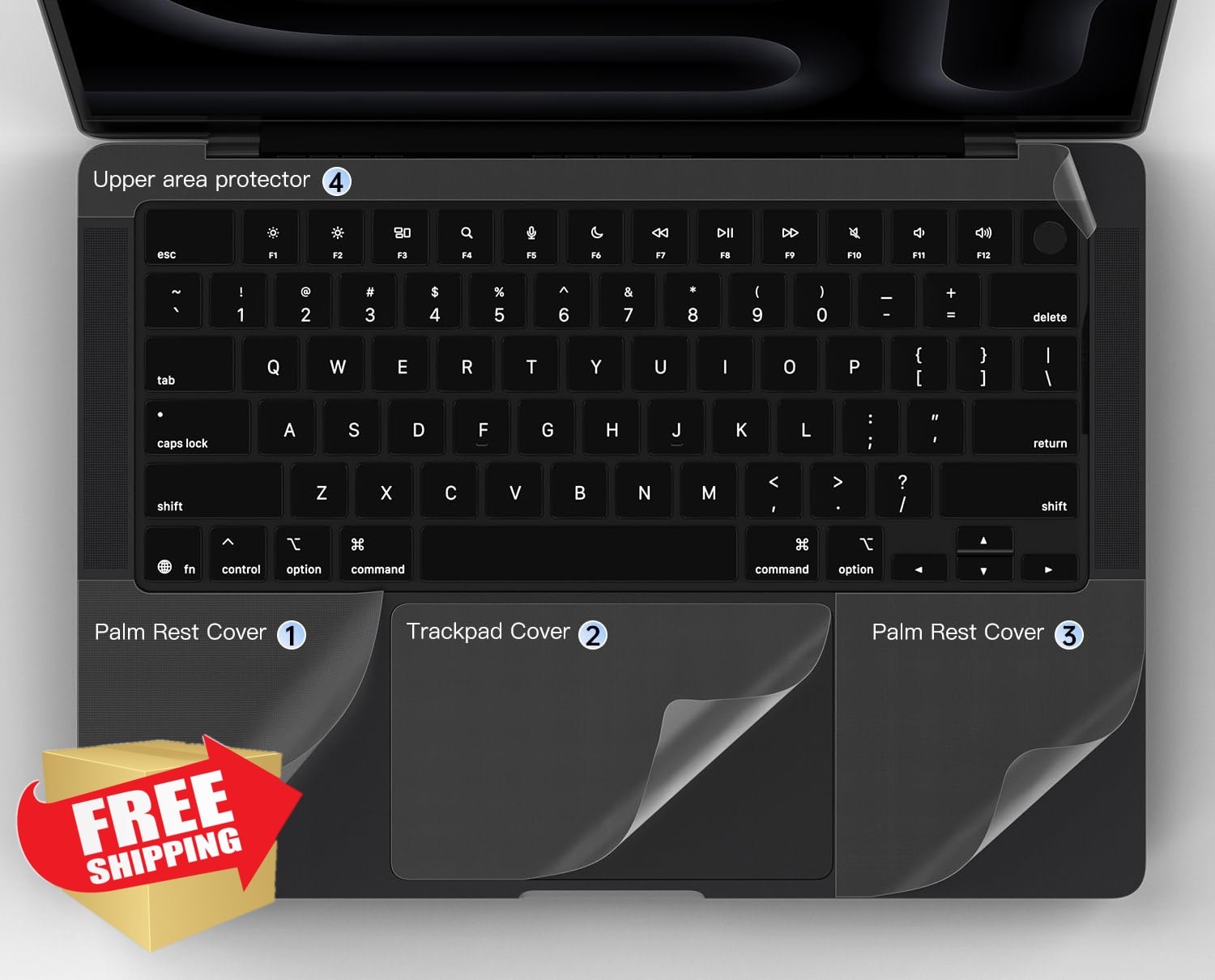 MacBook Pro 14" Palm Rest Trackpad Protector Skin M1-M5 Clear 4-Piece