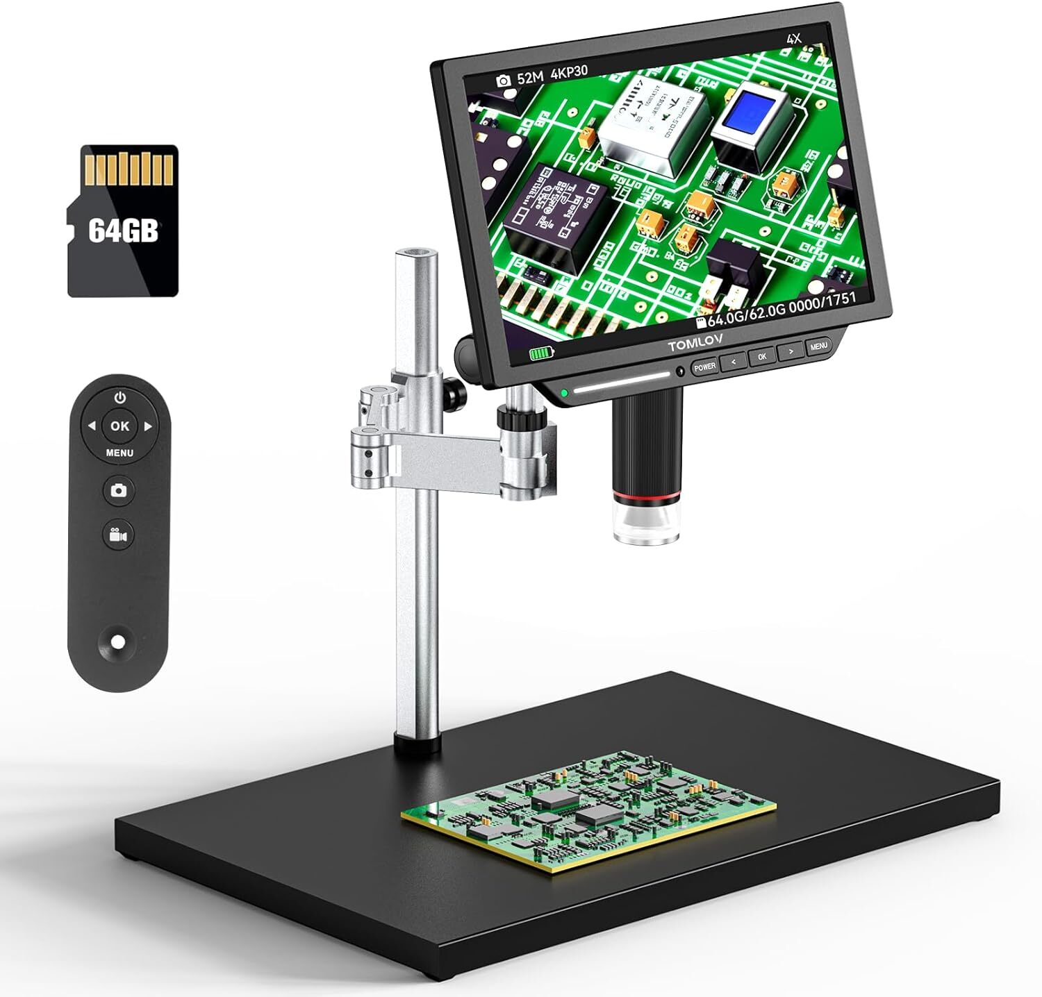 TOMLOV TM4K Max 4K Coin Microscope Sony IMX Sensor Digital Microscope 2000x Came