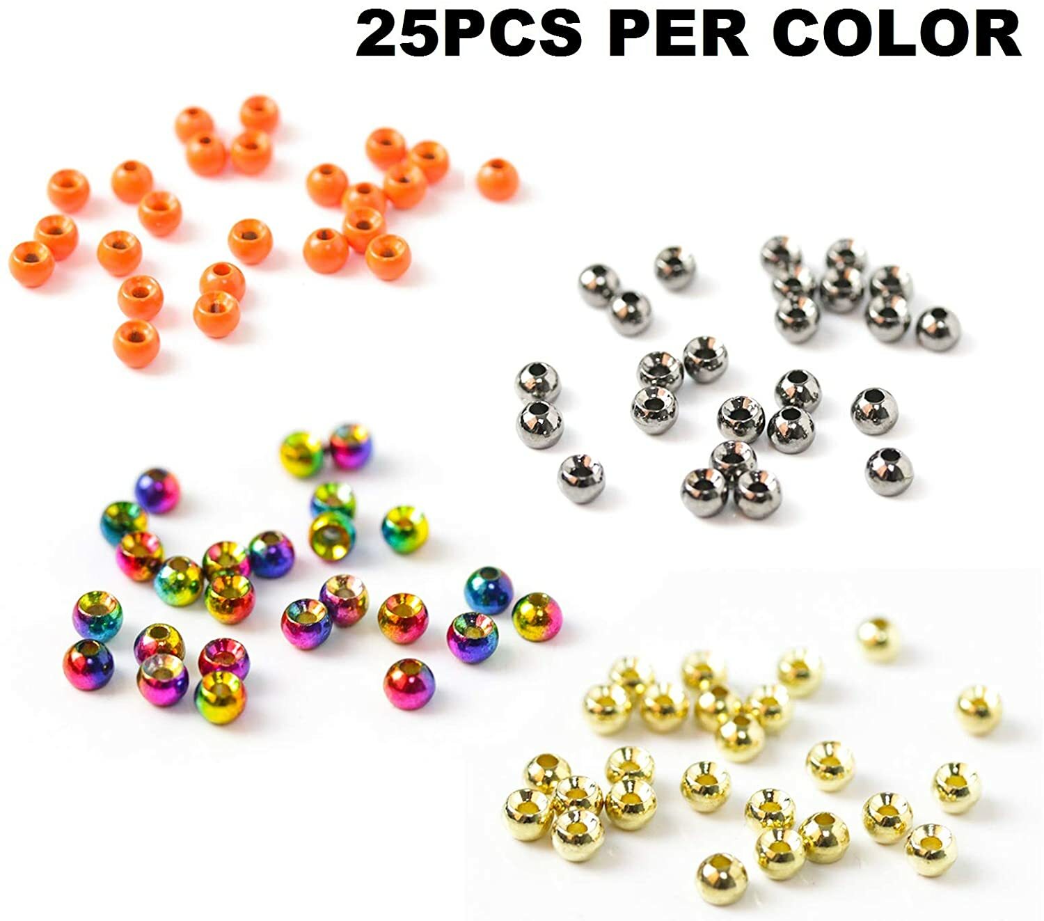 100pcs Fly Tying Beads Tungsten Nymph Head Ball Beads Fly Tying Material