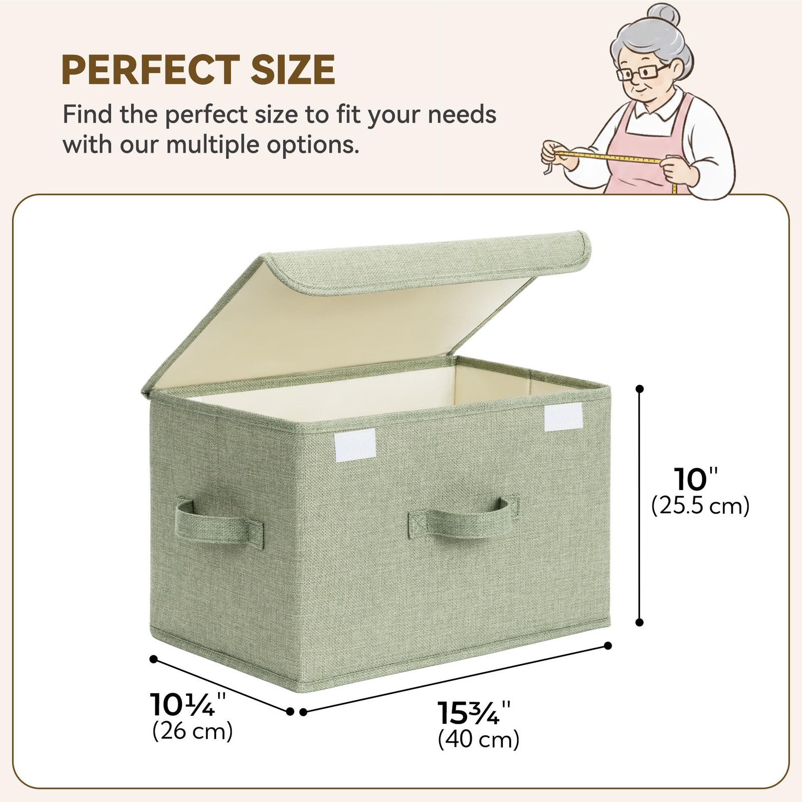 Storage Basket with Lid, Decorative Closet Bins, Collapsible, 2~Pack