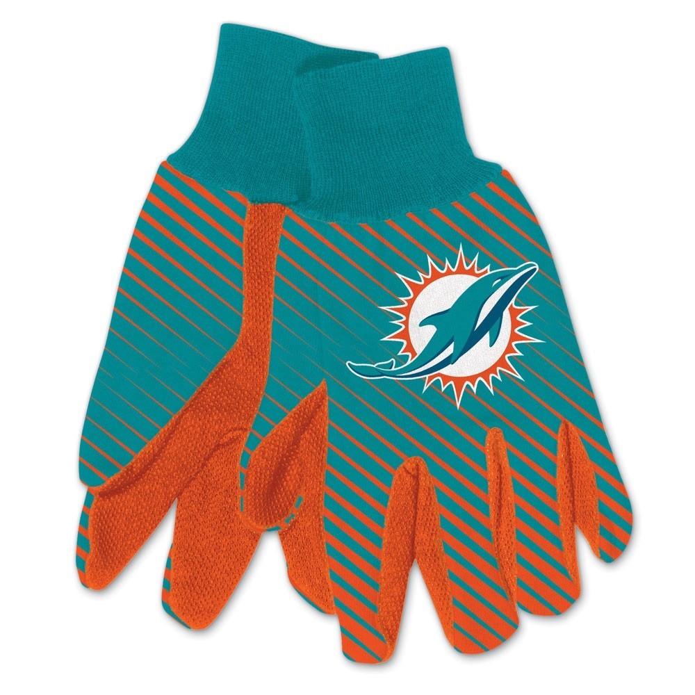 Miami Dolphins NFL Adult Two Tone Sport Utility Work Grip Gloves FREE SHIPPING