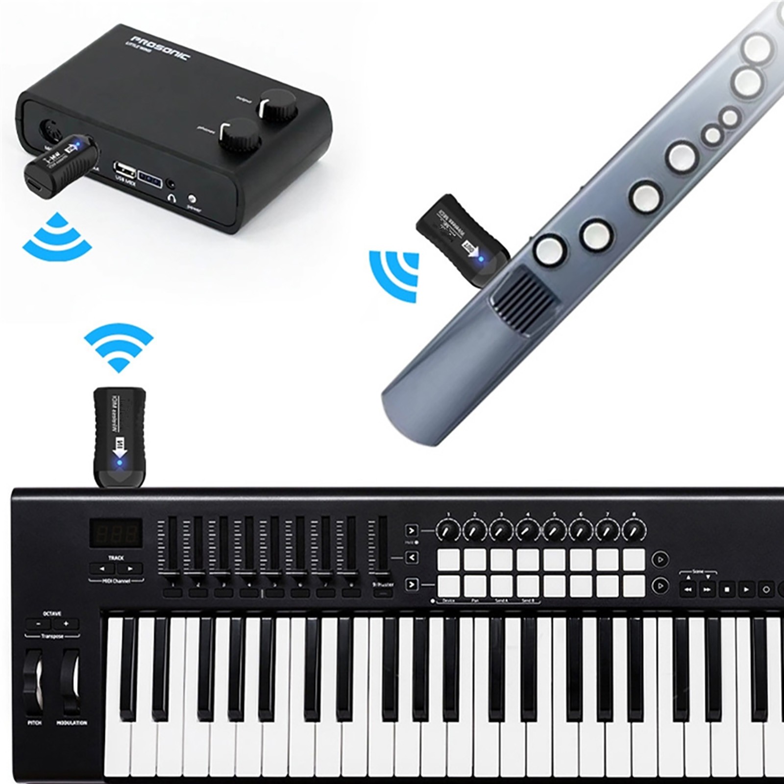 Rechargeable Wireless Midi Receiver Transmitter For Digital Piano Keyboard Part