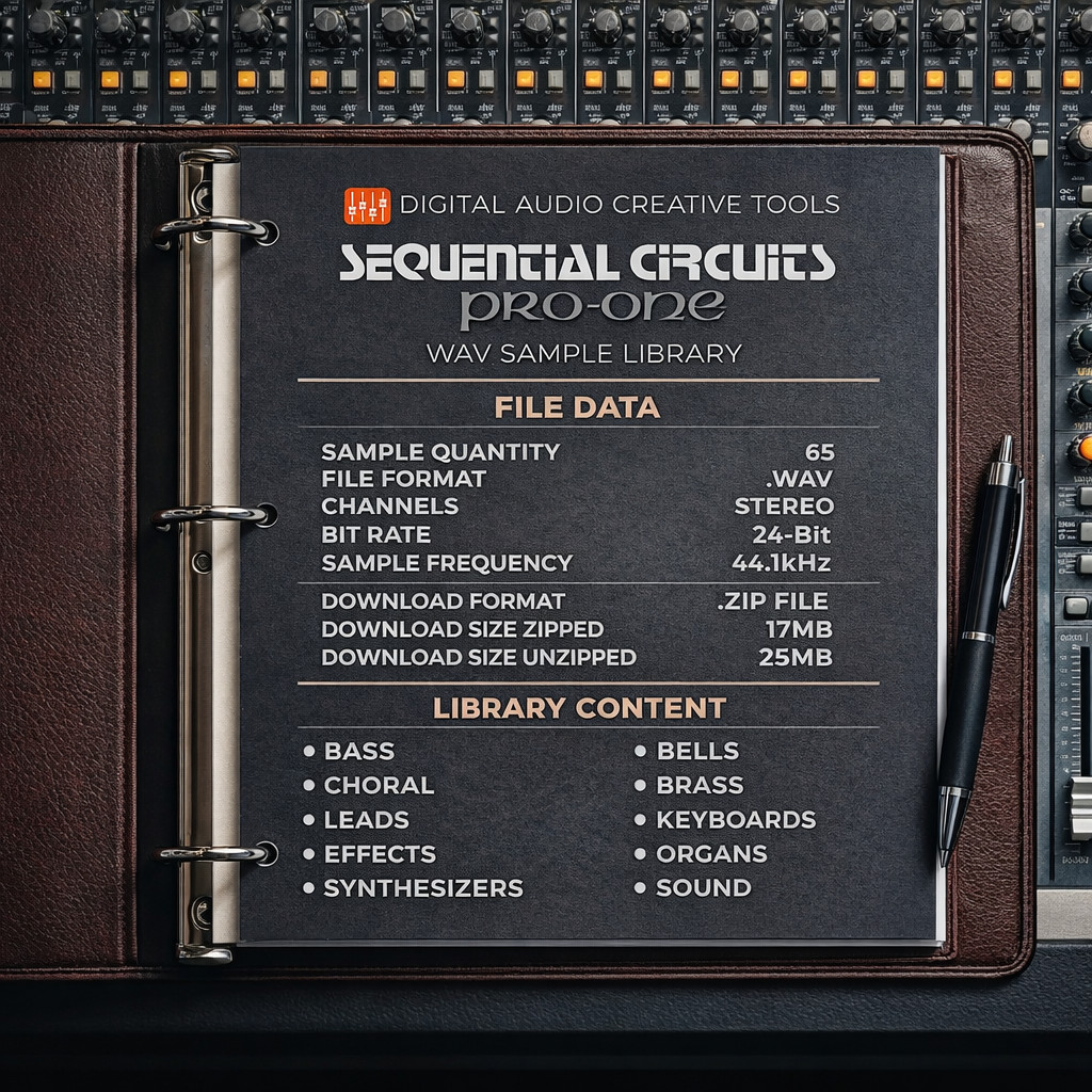 Sequential Circuits Pro-One Synthesizer Sample Library