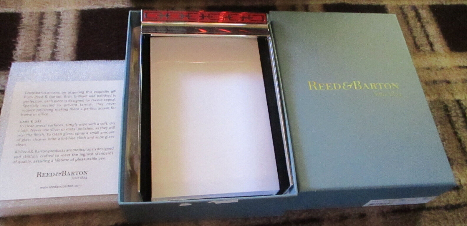 POPPY SILVER LINK Memo Paper Holder #7904 by Reed & Barton -  New in Box