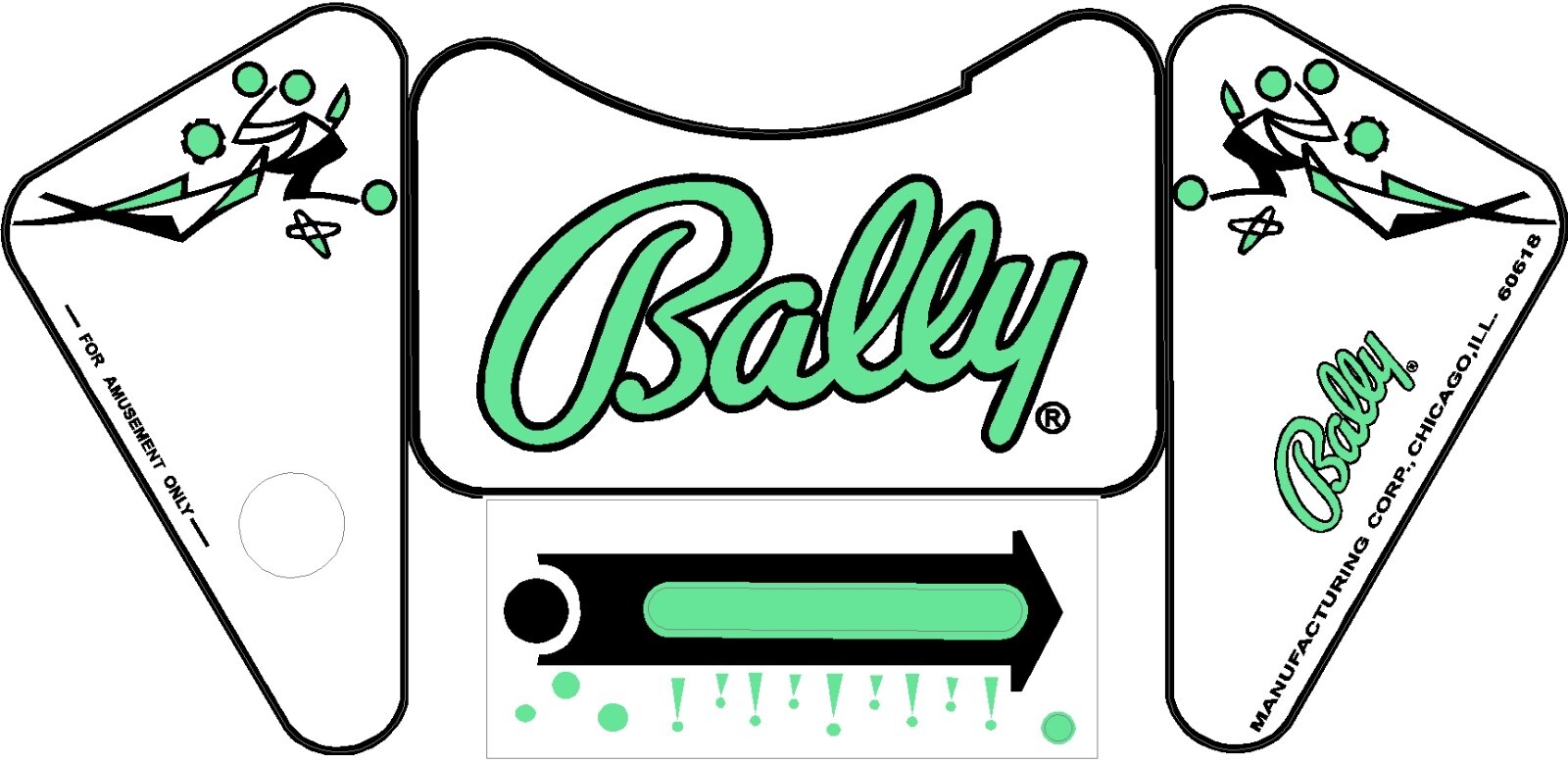 Bally Eight Ball Pinball Machine Apron Decal Set
