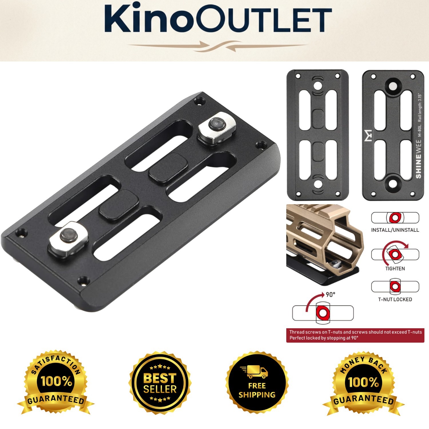 Lightweight Arca Dovetail Rail for M-LOK System – Quick-Release Tripod Adapter