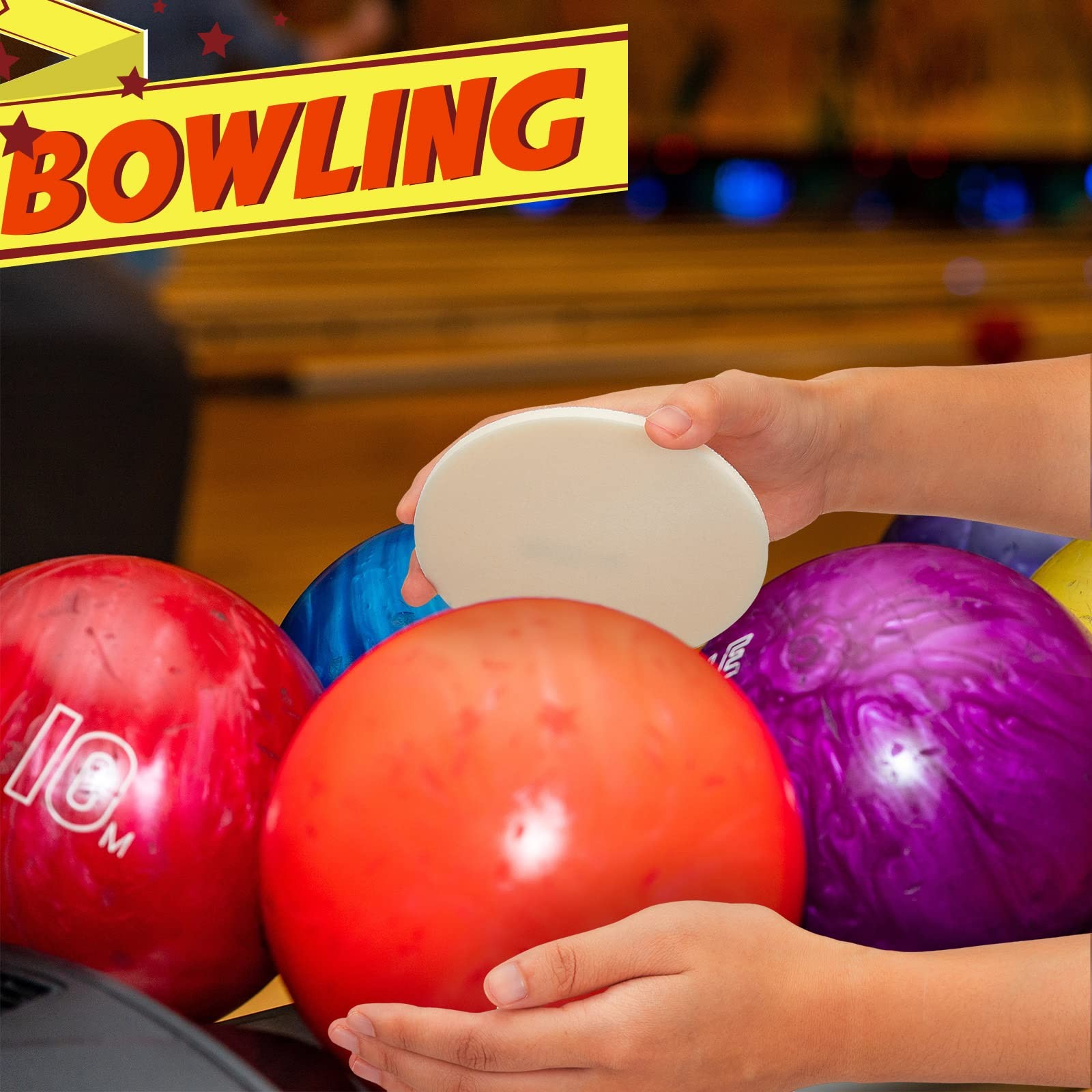 6 Pack Bowling Sanding 5 inch, Colored (sand surface) and White (backing)
