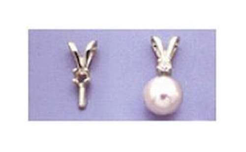 Pearl Pendant Setting In Solid Silver With 2mm Round Faceted Accent
