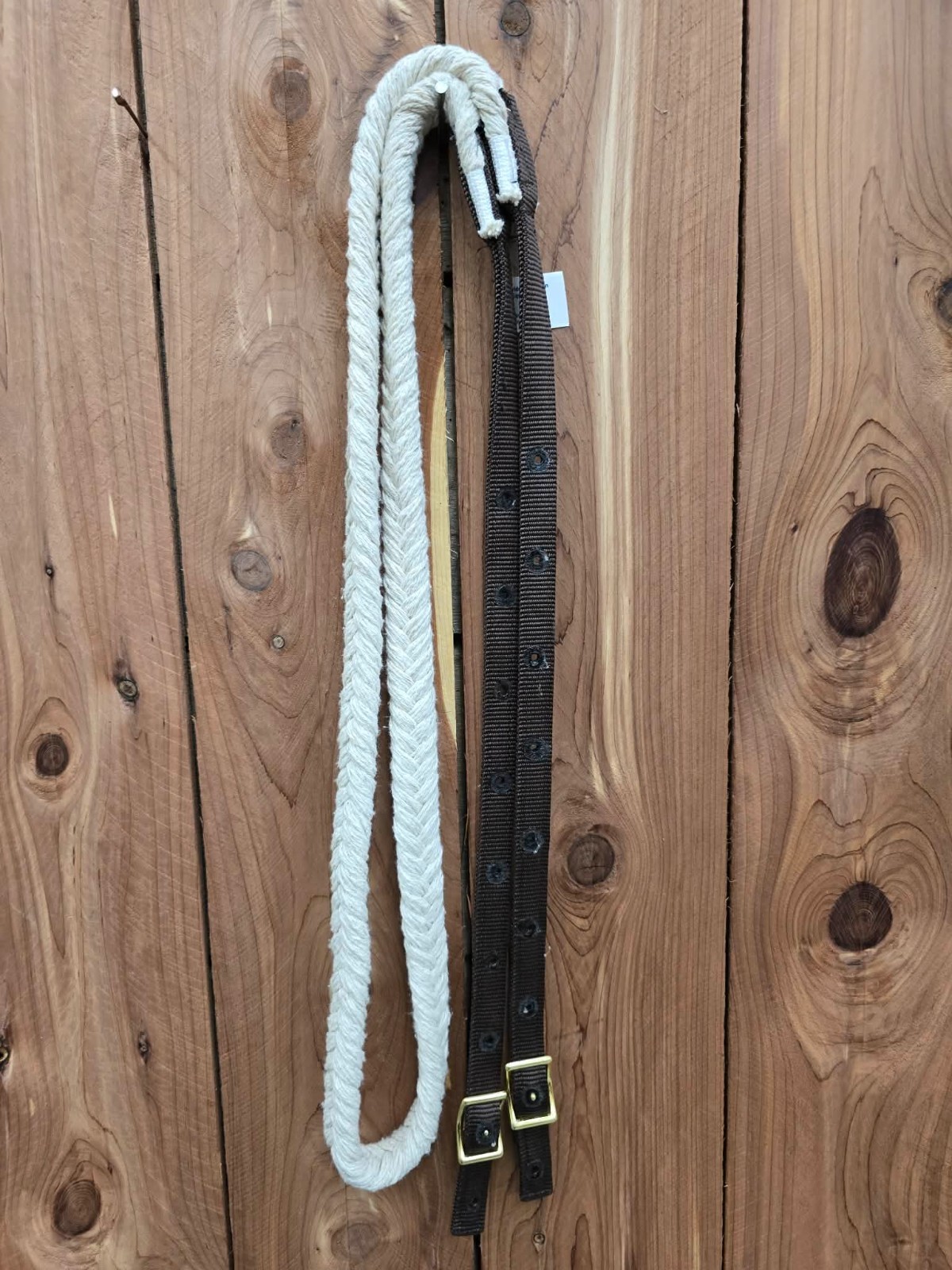 8' Cotton Roping Rein Adjustable Nylon Ends