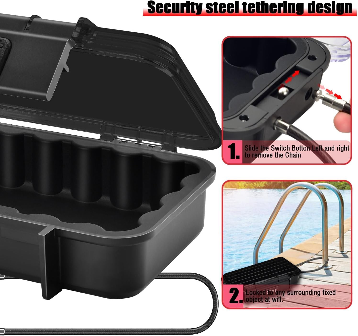 Large Security Lock Box,Outdoor Waterproof Shockproof 4-Digit Combination Key Sa
