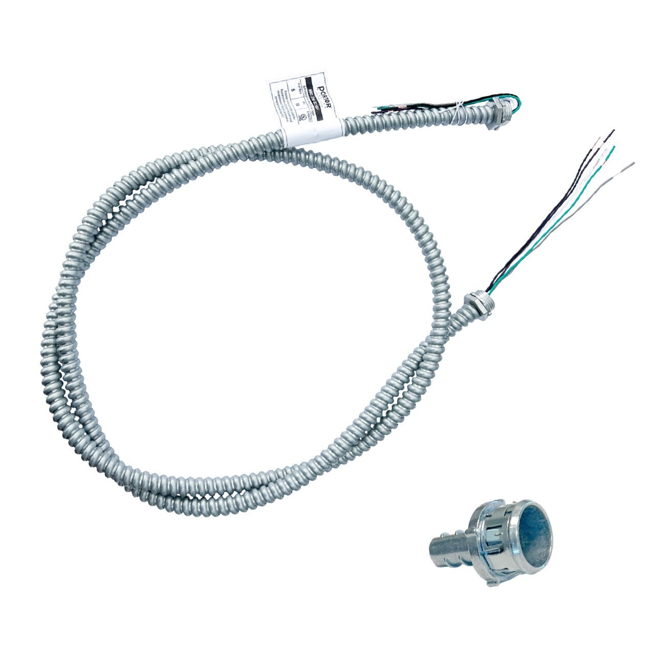 6-Wire Flexible Conduit 3/8 in x 6 ft - Fixture Whip - Snap In - Portor Lighting