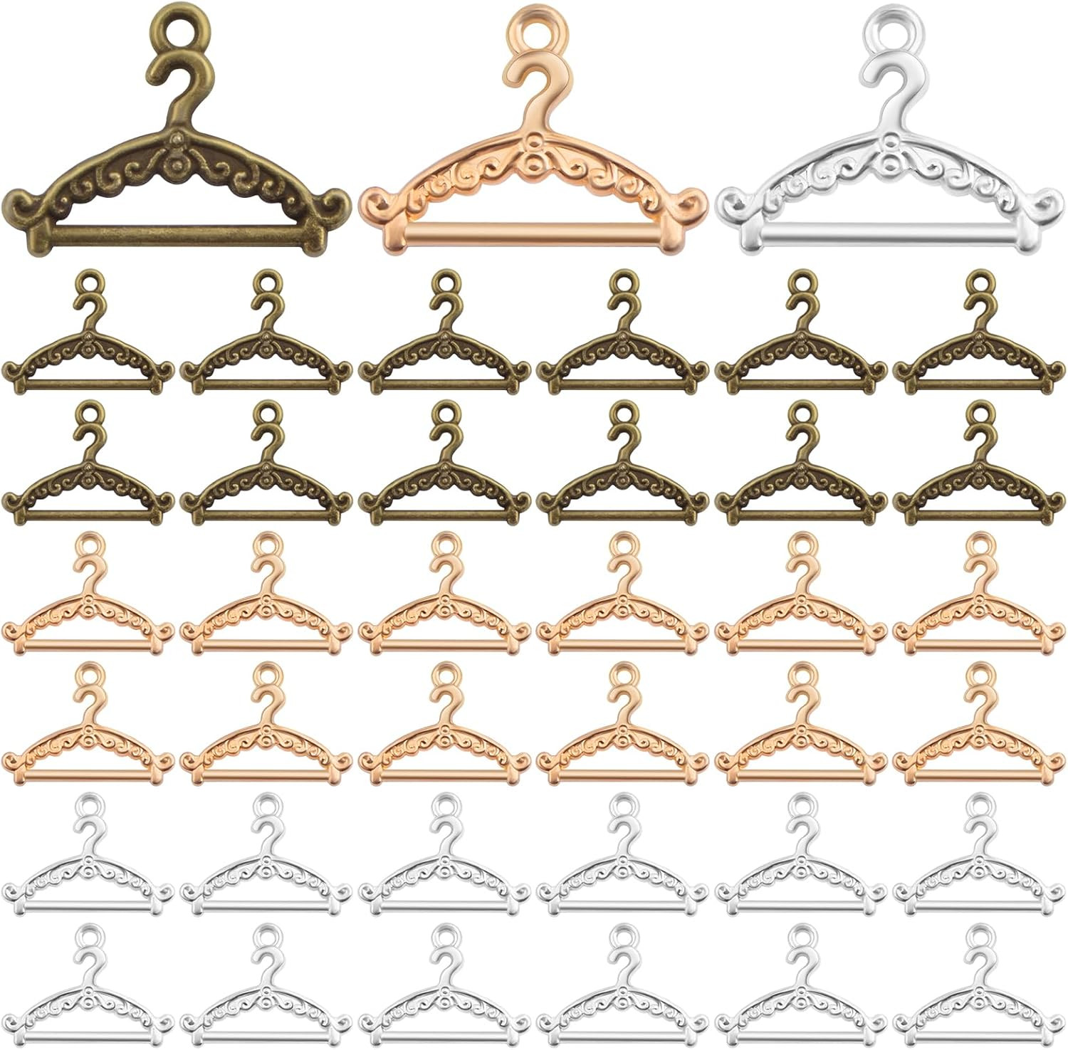 90 Pieces Tibetan Clothes Hanger Charms Alloy Mini Decorative Coat Hanger Pendan
