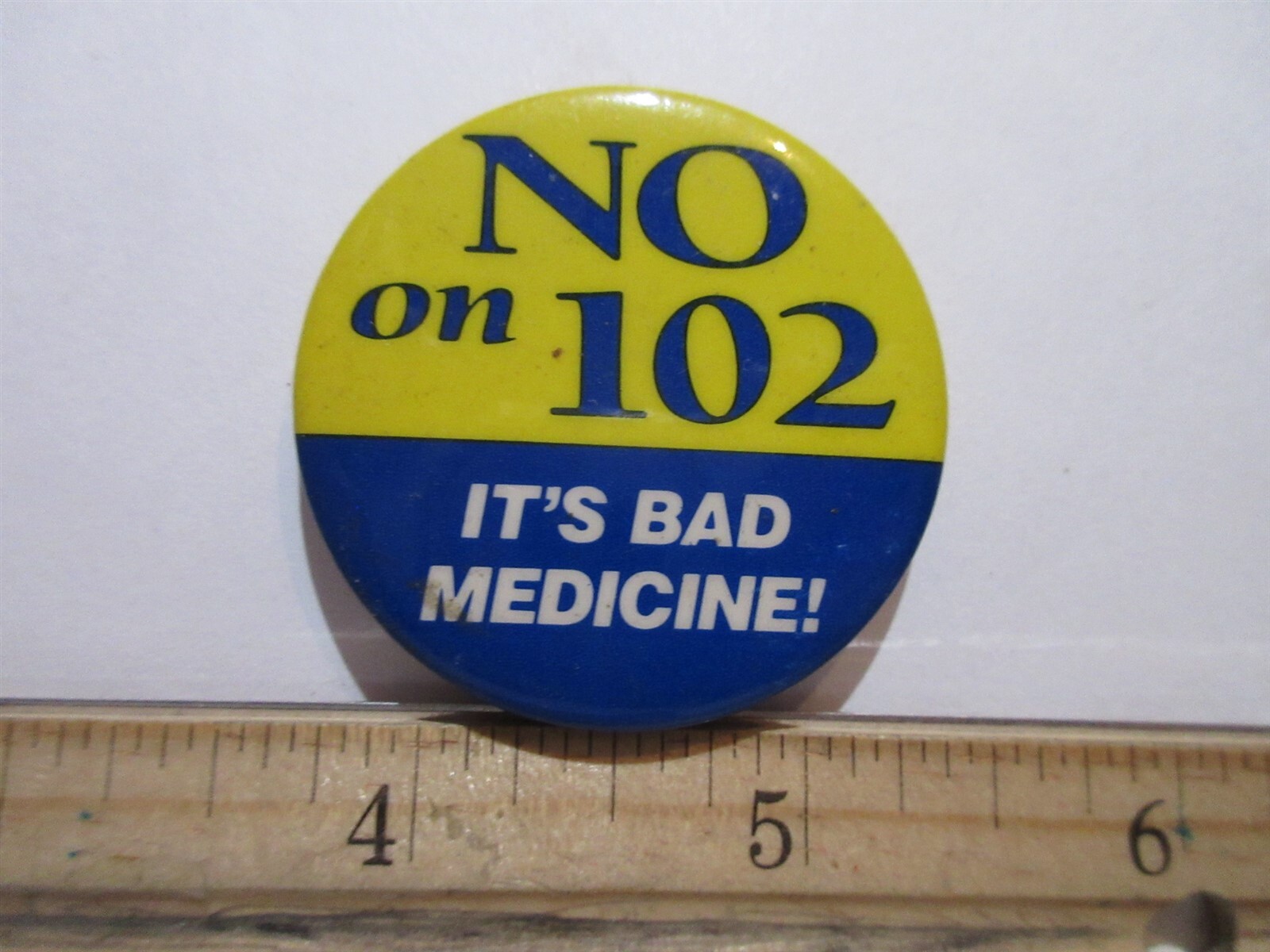 vintage VOTE no ON 102 Political Button 1.75"