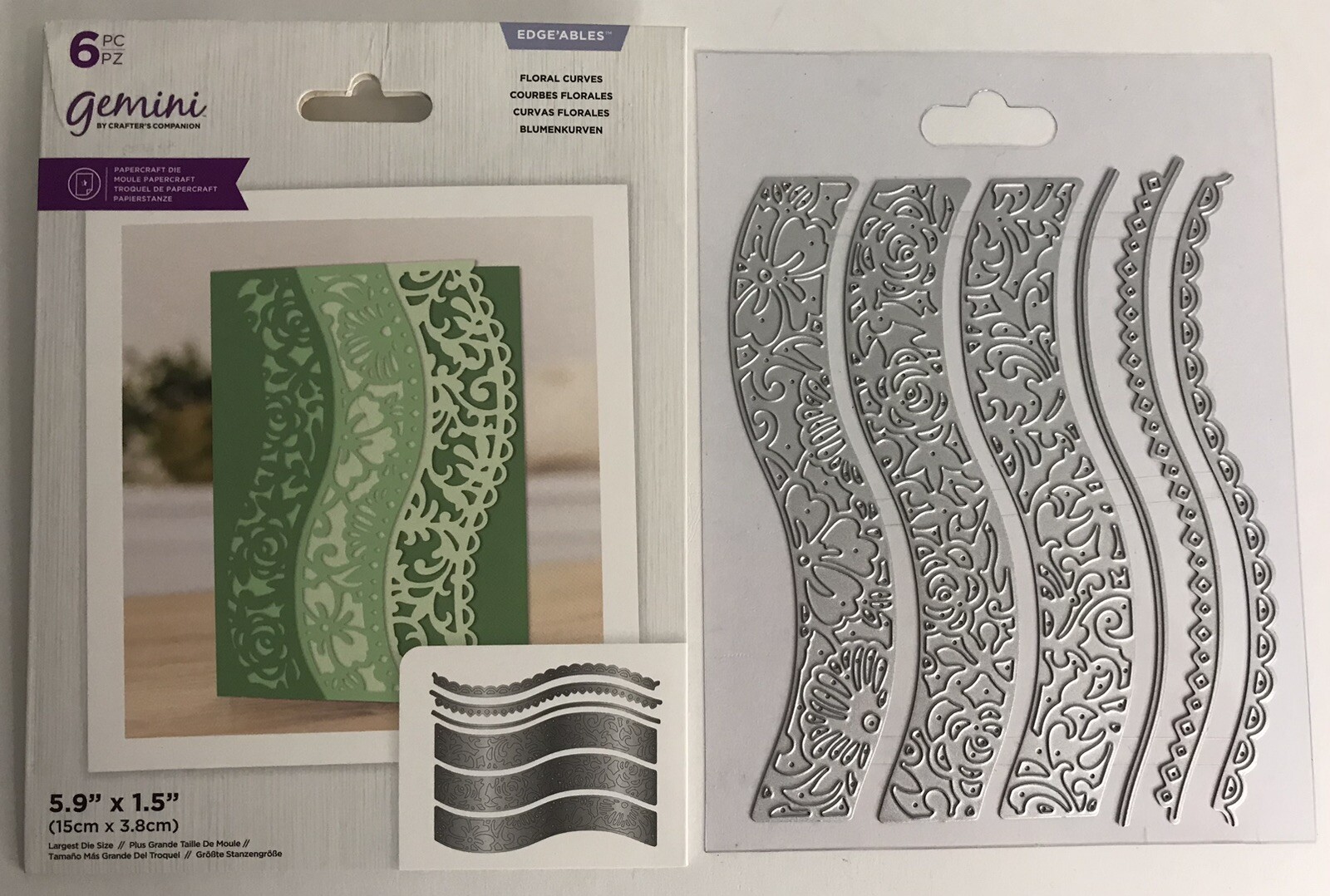 Floral Curves Metal Dies Gemini Crafters Companion Edge'ables 6pc Edgeables