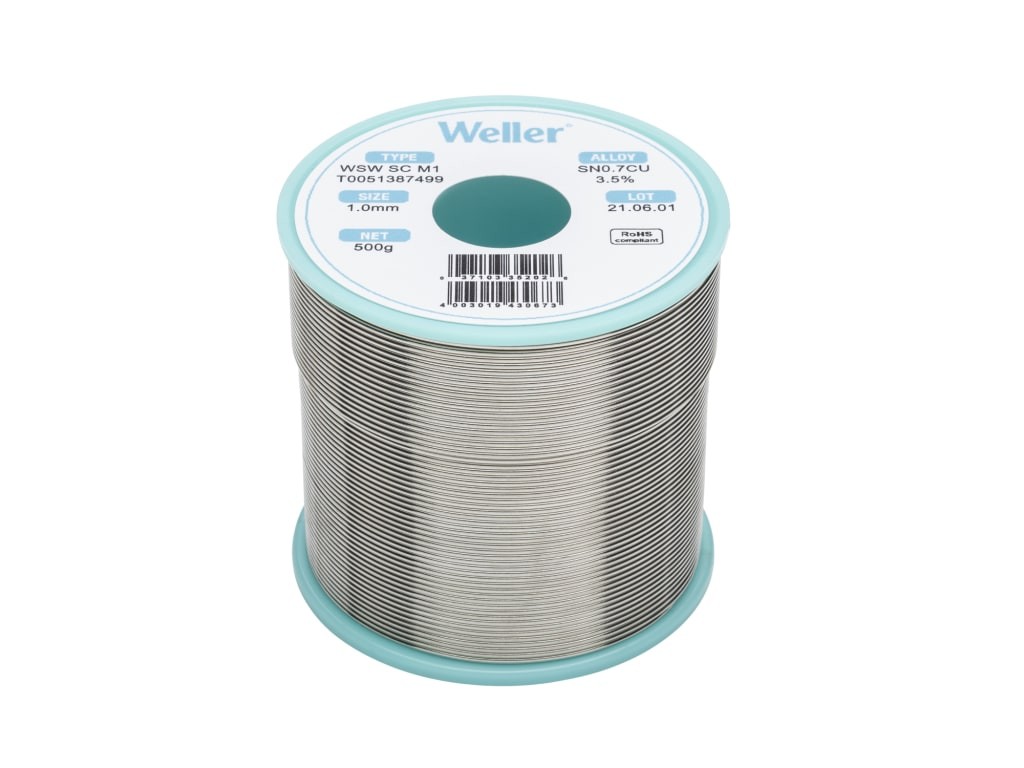 Weller T0051387499 - WSW SC M1 solder wire (Sn99.3 Cu0.7 / flux content 3.5%) -
