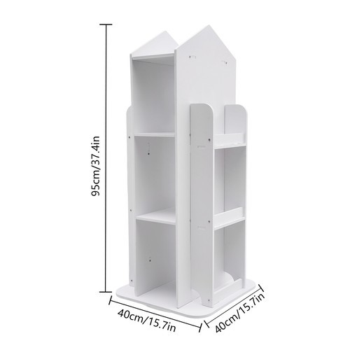 3-Tier Rotating Bookshelf, Kid Spinning Bookshelf, 360° Display Storage Bookcase