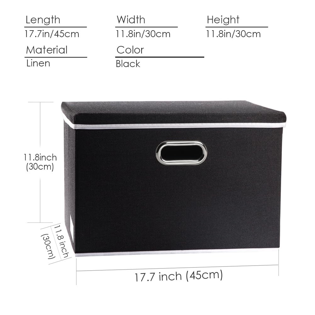Large Foldable Storage Box with Lid [1-Pack] Fabric Collapsible Storage Bin O...