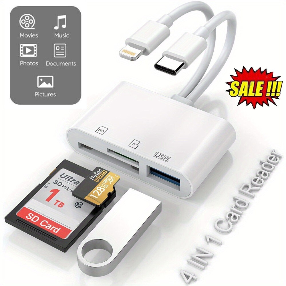 5-in-1 USB3.0 SD/TF Card Reader for iPhone/iPad/Android/PC OTG Adapter plug&play