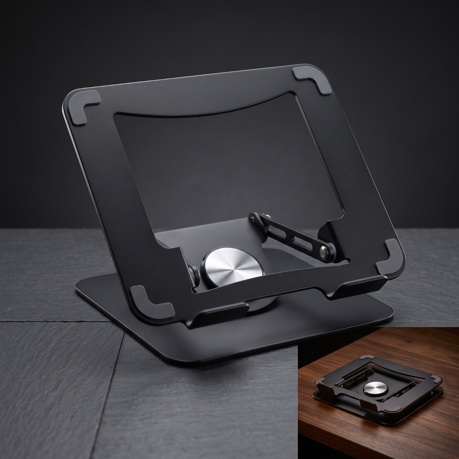 Adjustable Laptop Stand Foldable Aluminum Ergonomic Riser 360° Rotating Base