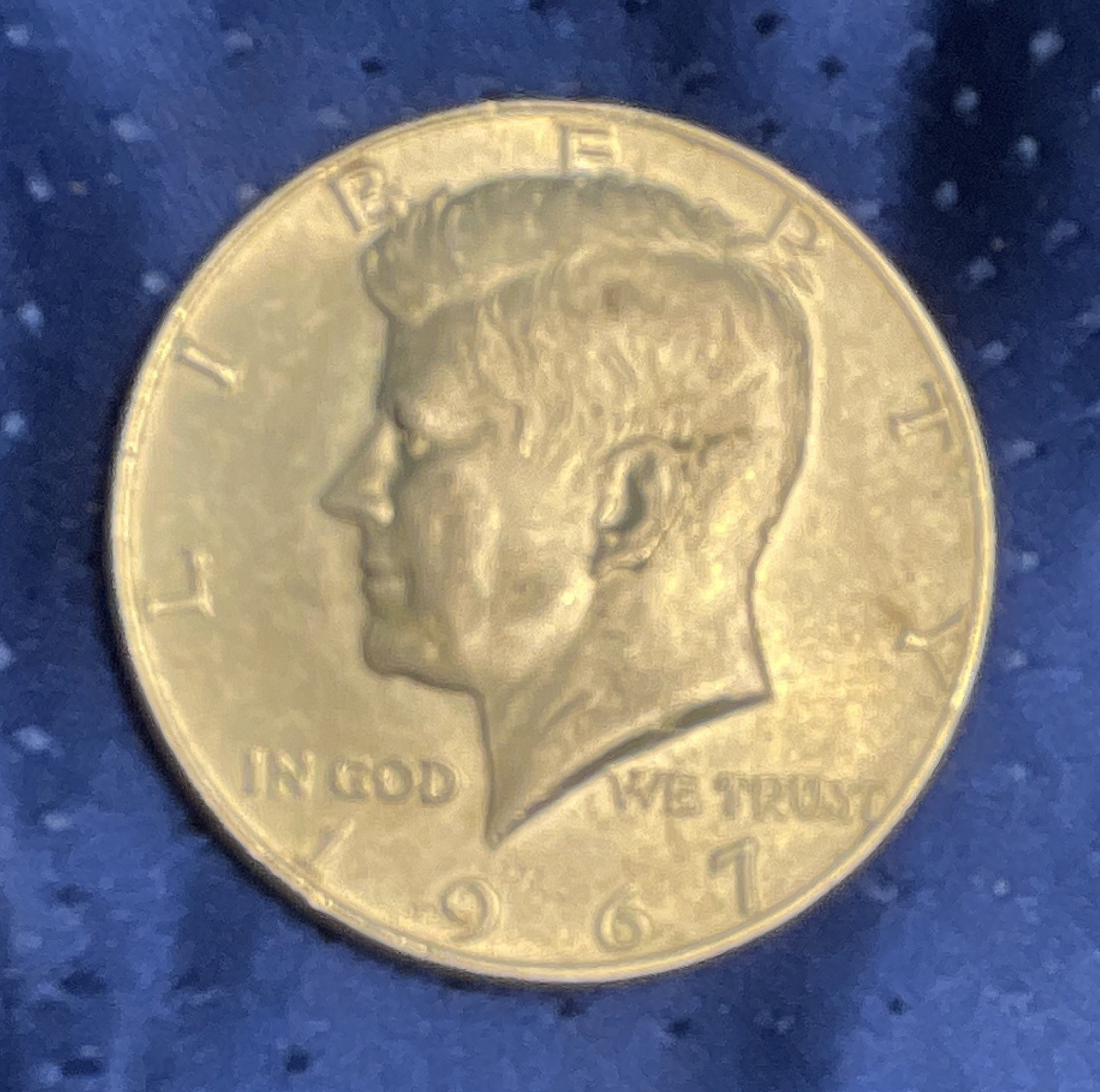 1967 mintage error Kennedy Half Dollar 50C 40% Silver no Mint mark KM#202