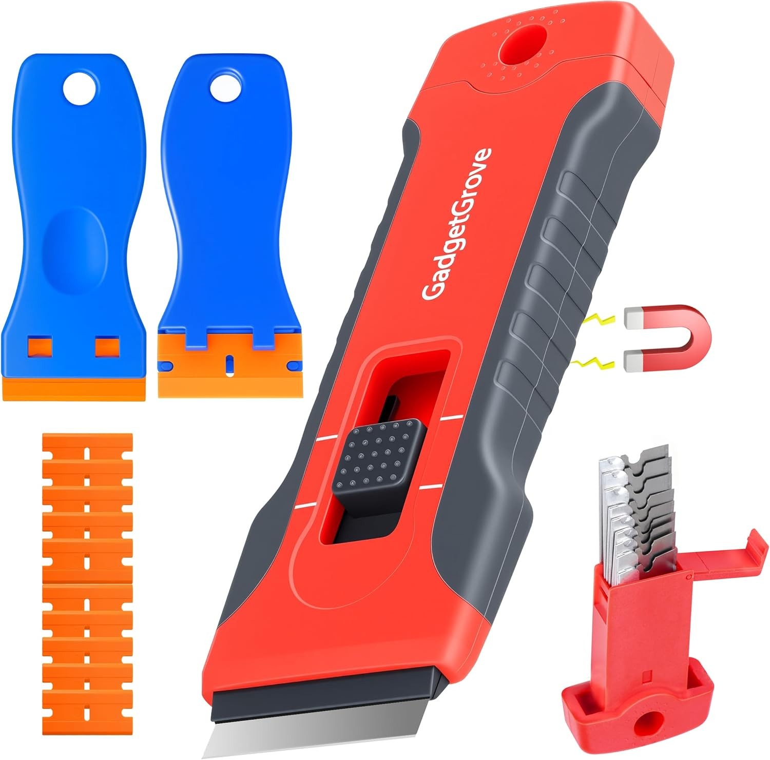 Razor Blade Scraper with 2 Pcs Plastic Scraper, Scraper Tool for Cooktop, Oven,