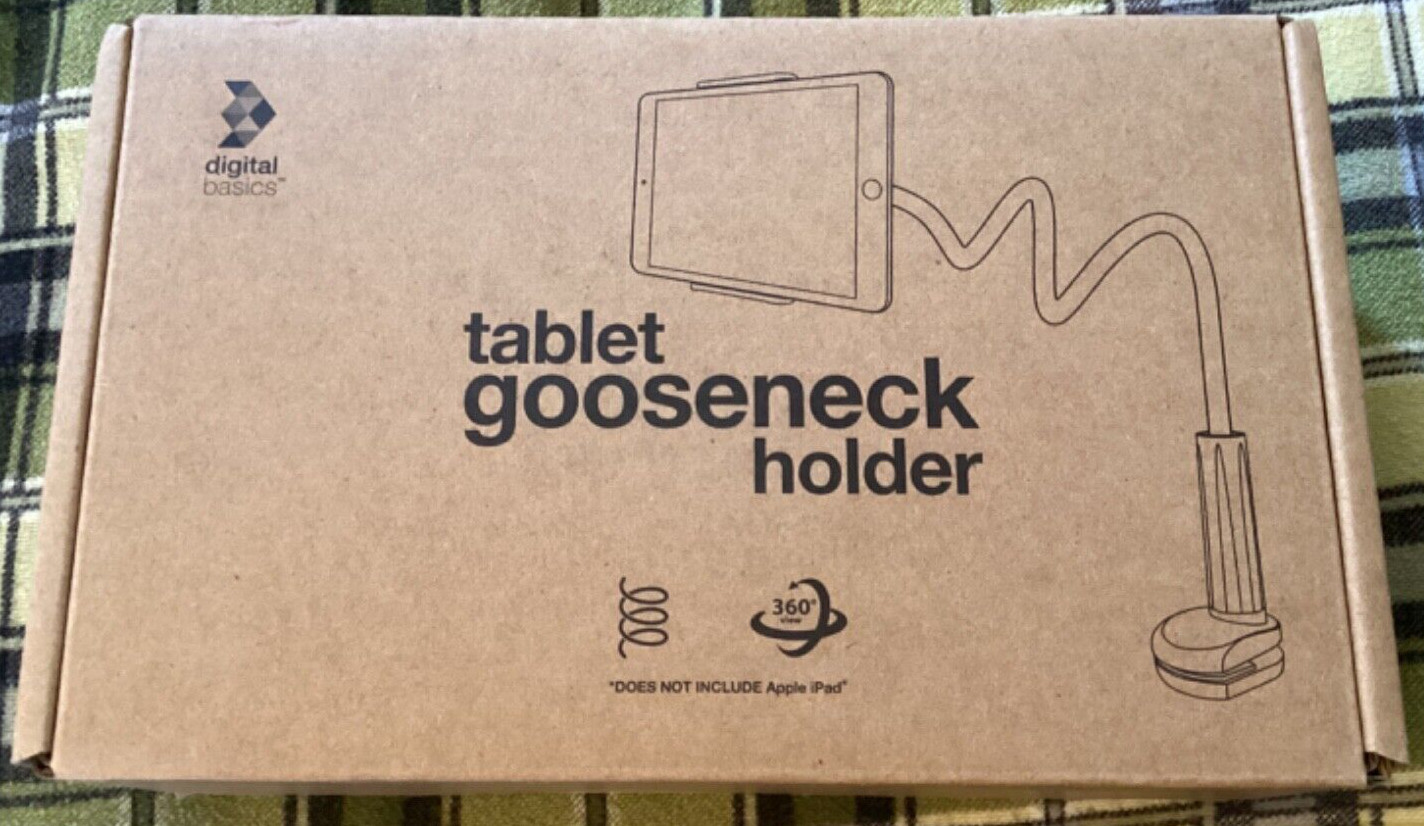 NIB Digital Basics Tablet Gooseneck Holder with Clamp-style Base