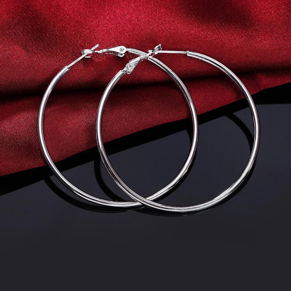 Solid 925 Sterling Silver Thin Solid Hoop Earrings Sterling Silver Hoops Gift